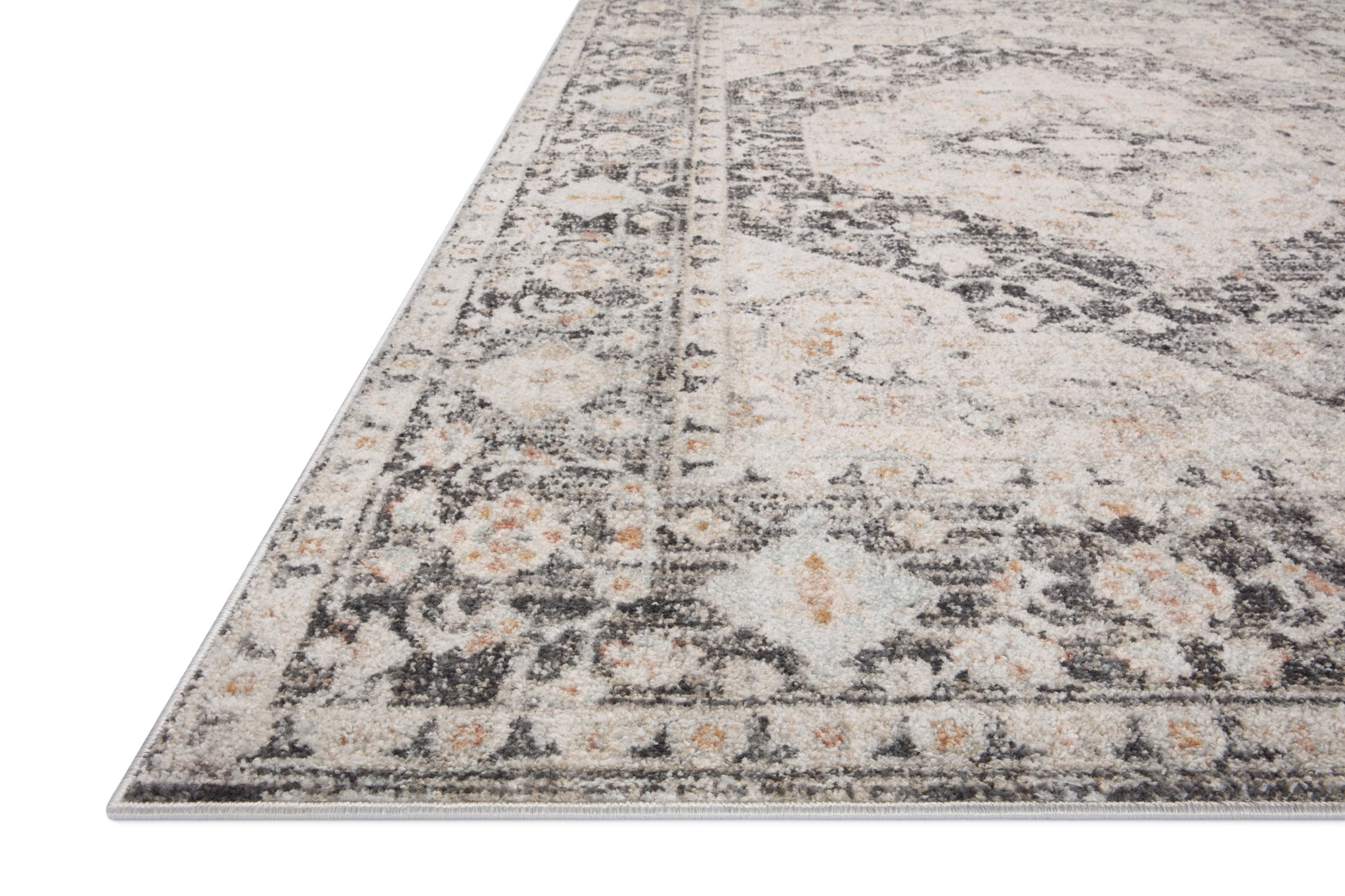 side view of Monroe Charcoal / Multi luxury Rug