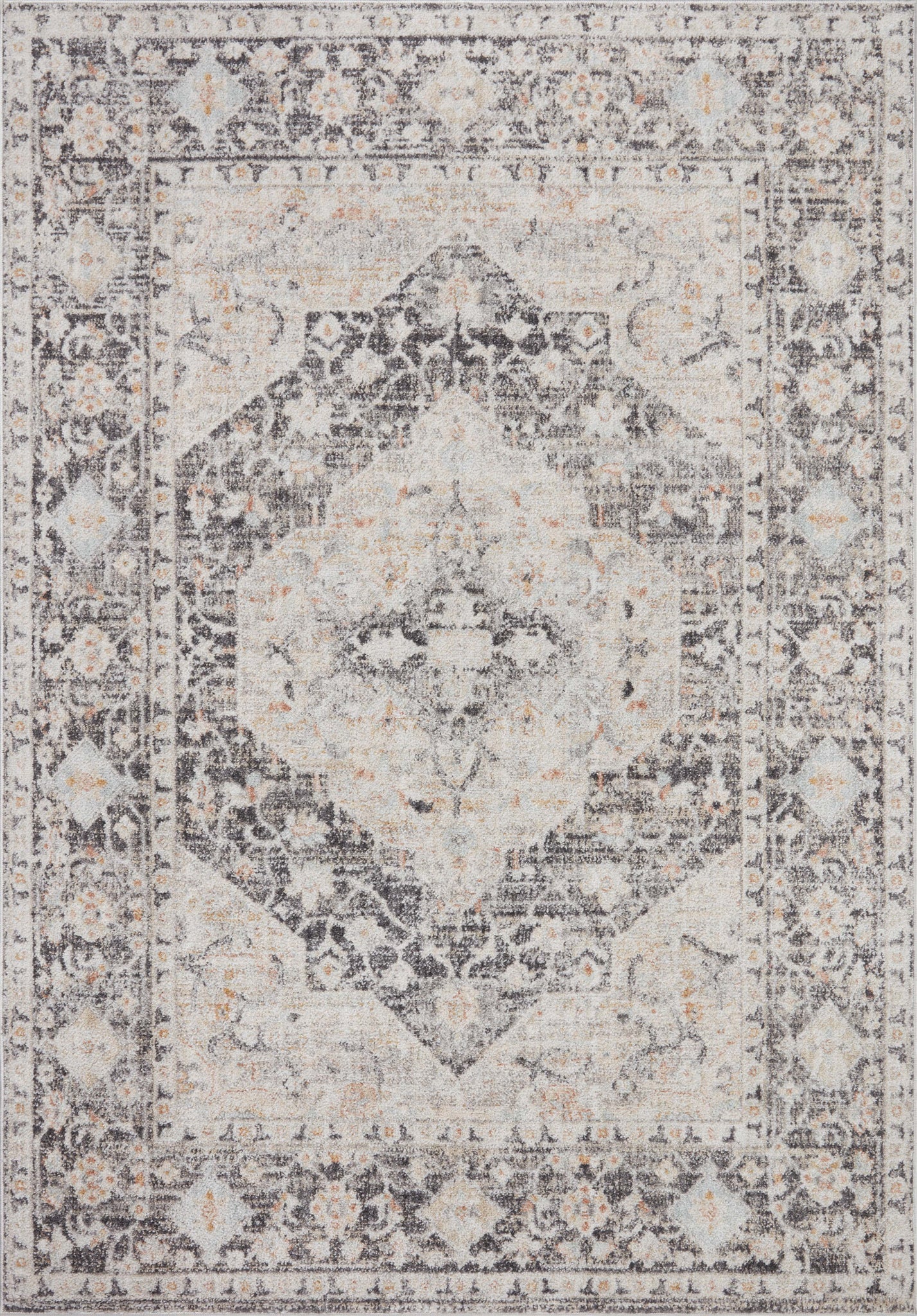 front view of Monroe Charcoal / Multi luxury Rug