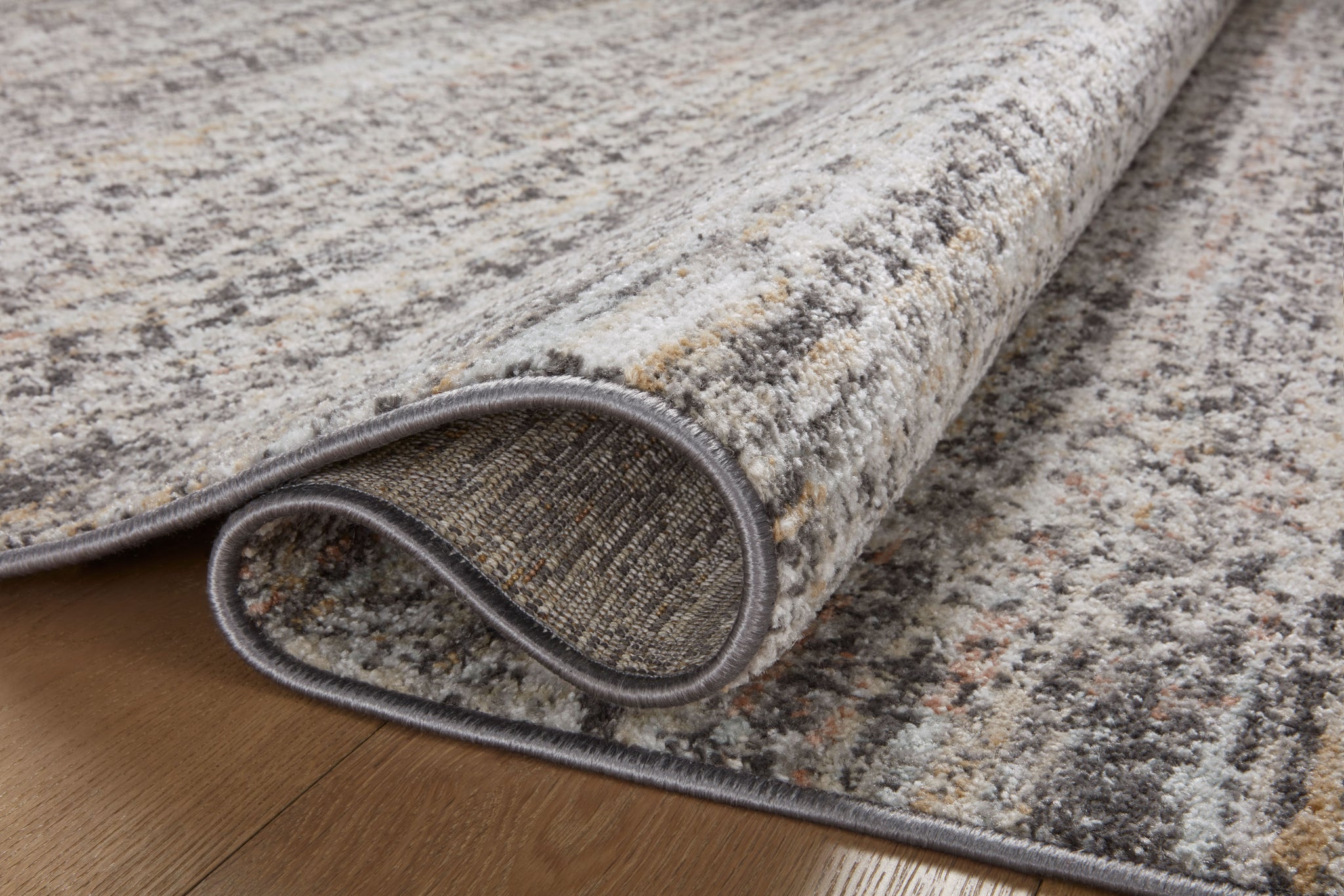 side view of Monroe Grey / Multi luxury Rug