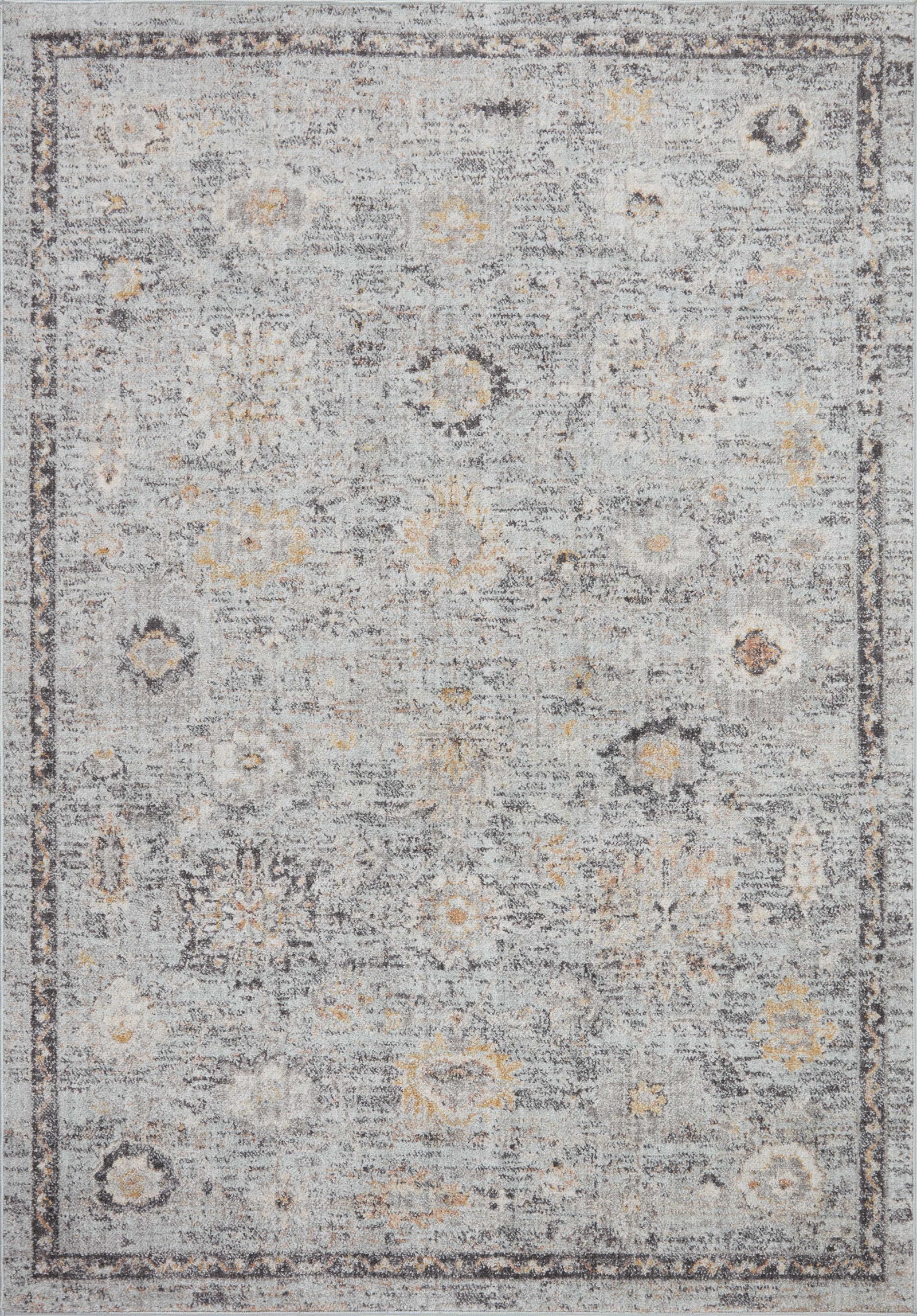 front view of Monroe Sky / Gold luxury Rug