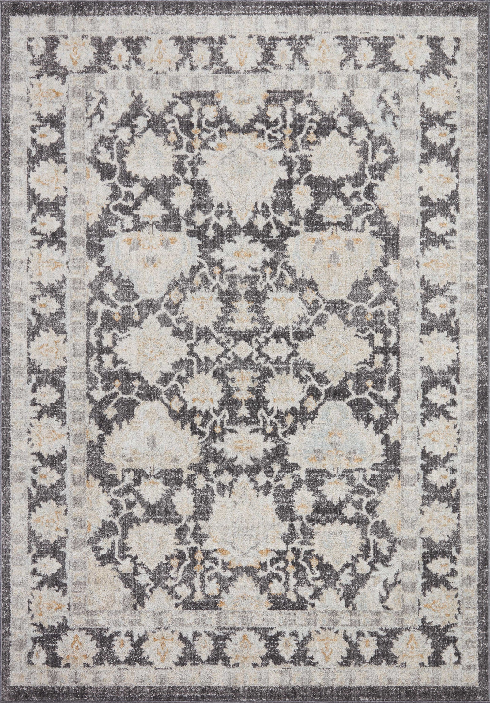 front view of Monroe Charcoal / Natural luxury Rug