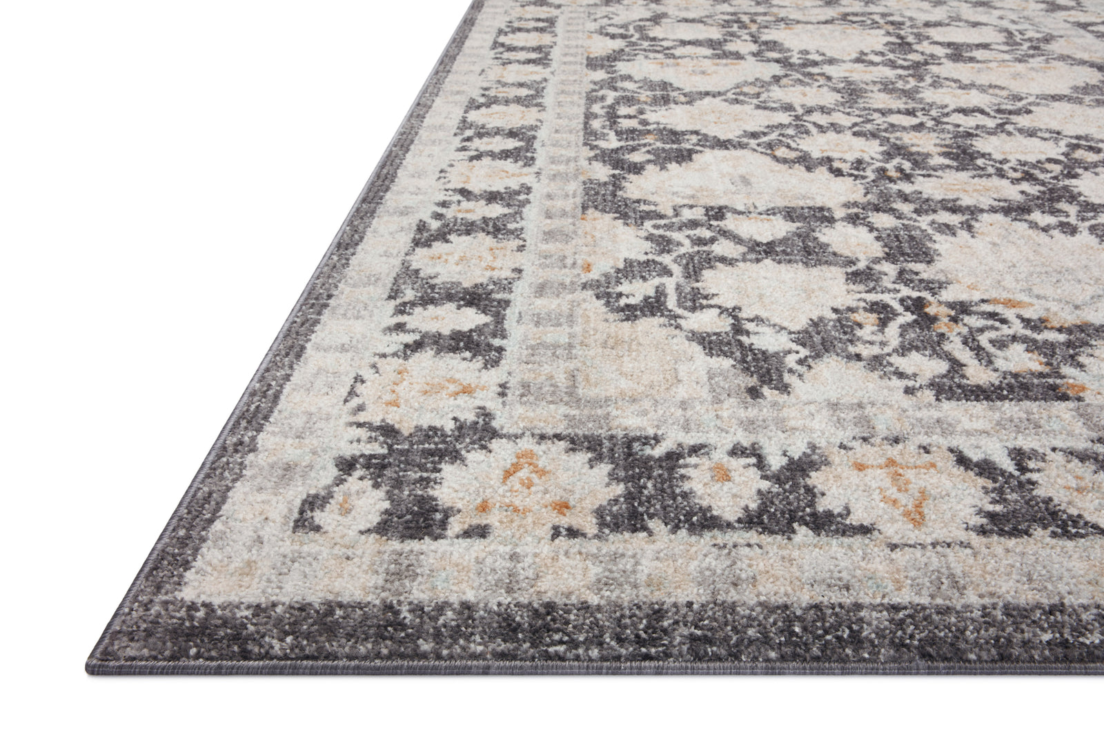 front view of Monroe Charcoal / Natural luxury Rug
