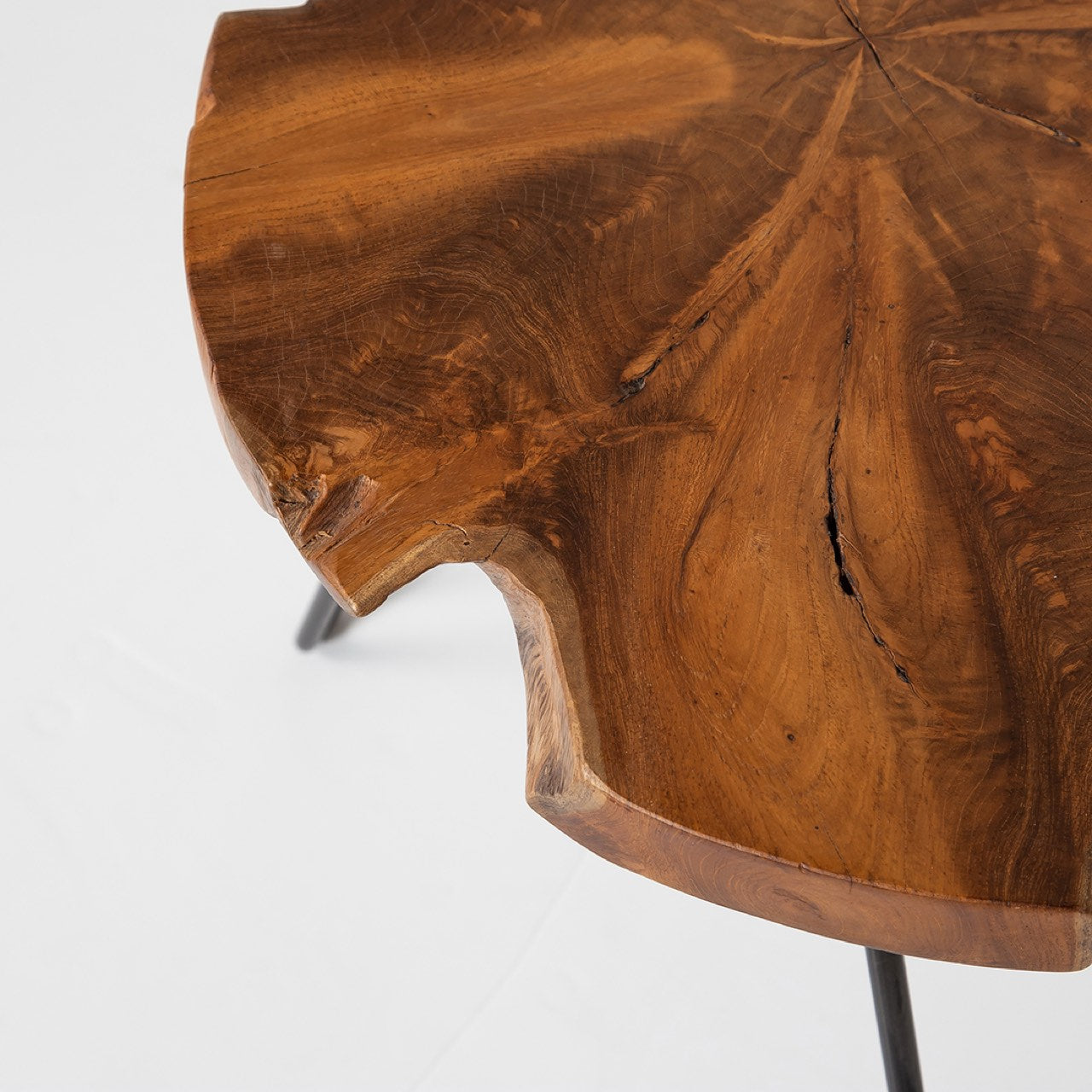 Wooden table with a natural grain pattern on a white background