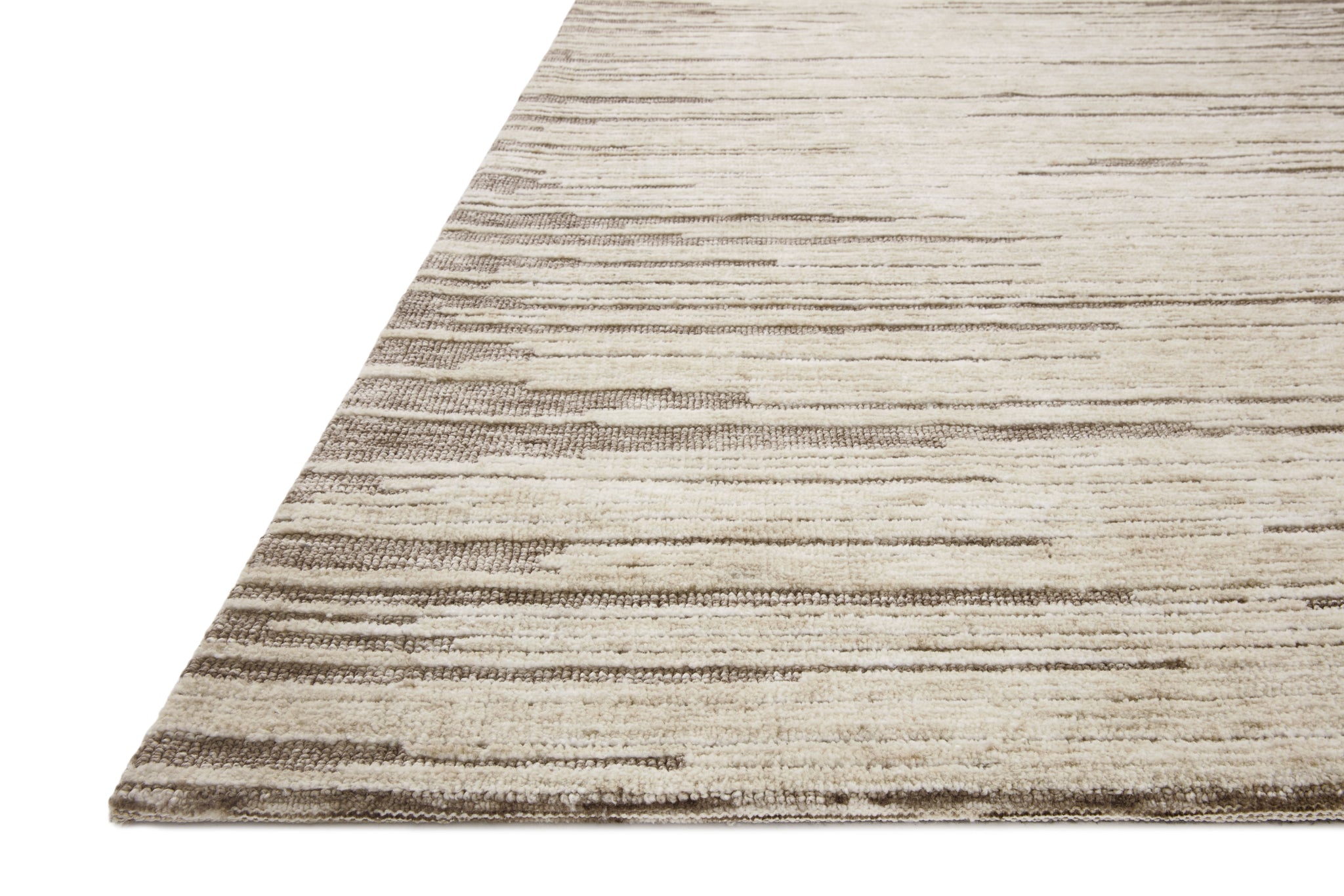 side view of Neda Taupe / Stone luxury Rug