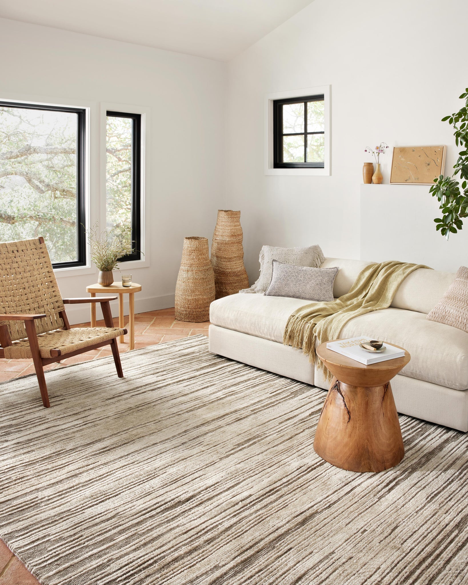 angle view of Neda Taupe / Stone luxury Rug