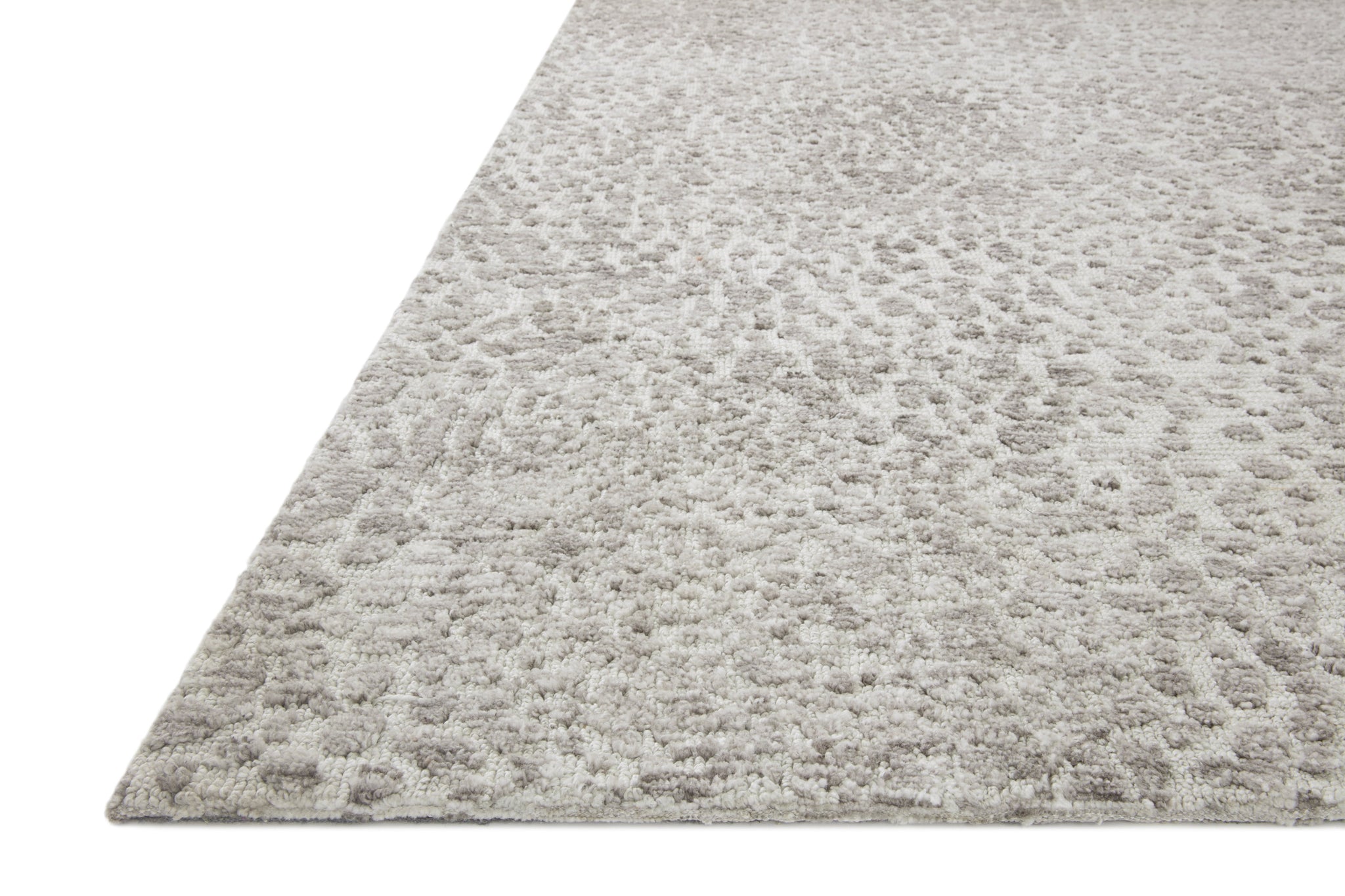 angle view of Neda Silver / Ivory luxury Rug