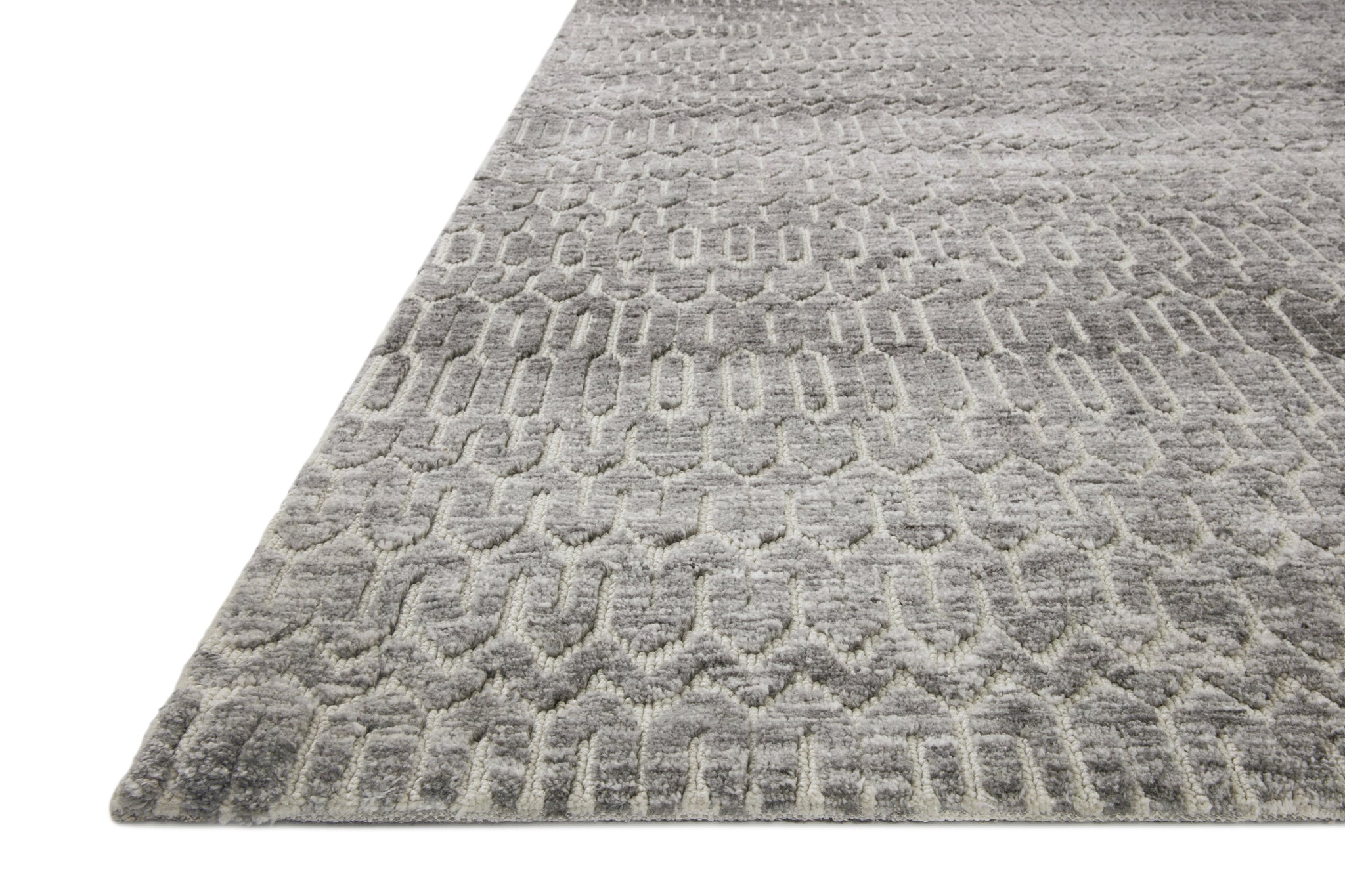 side view of Neda Ivory / Charcoal luxury Rug