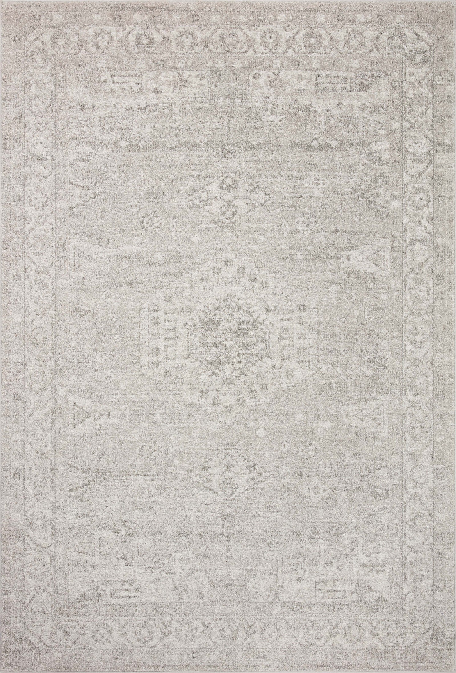 front view of Odette Silver / Ivory luxury Rug