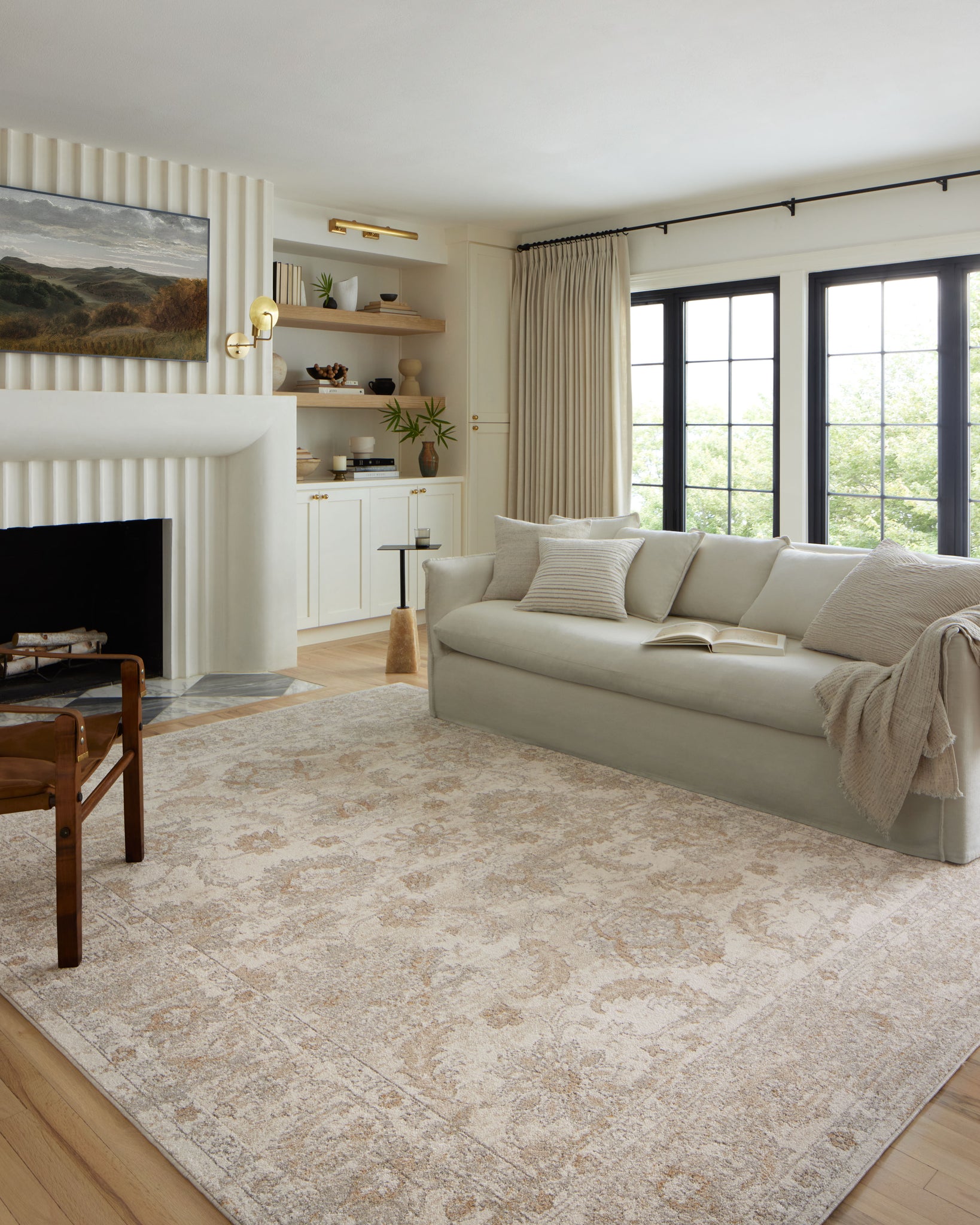 angle view of Odette Ivory / Beige luxury Rug