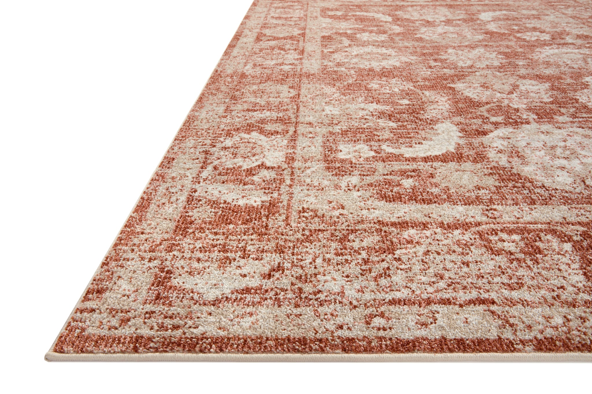 side view of Odette Rust / Ivory luxury Rug