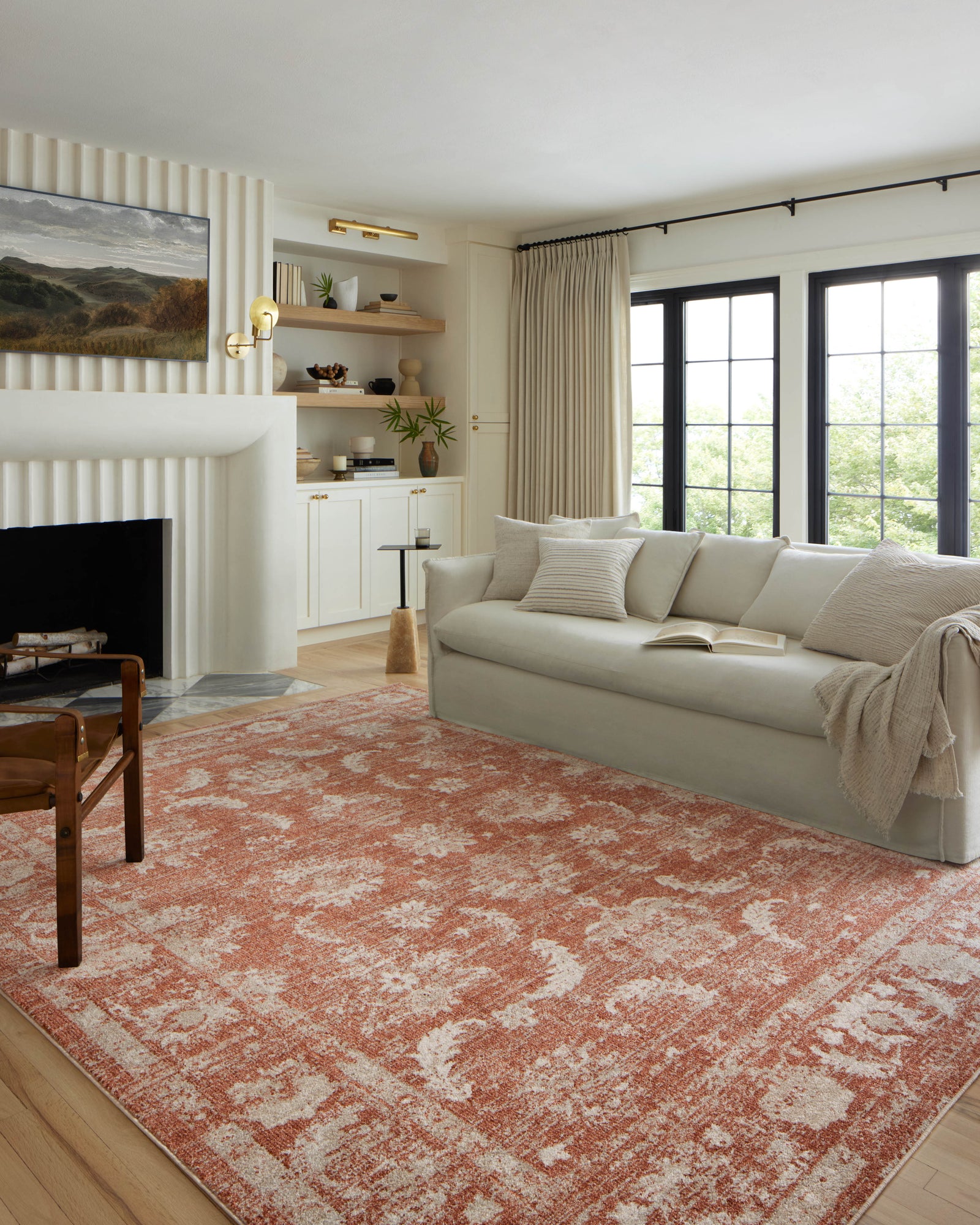 front view of Odette Rust / Ivory luxury Rug