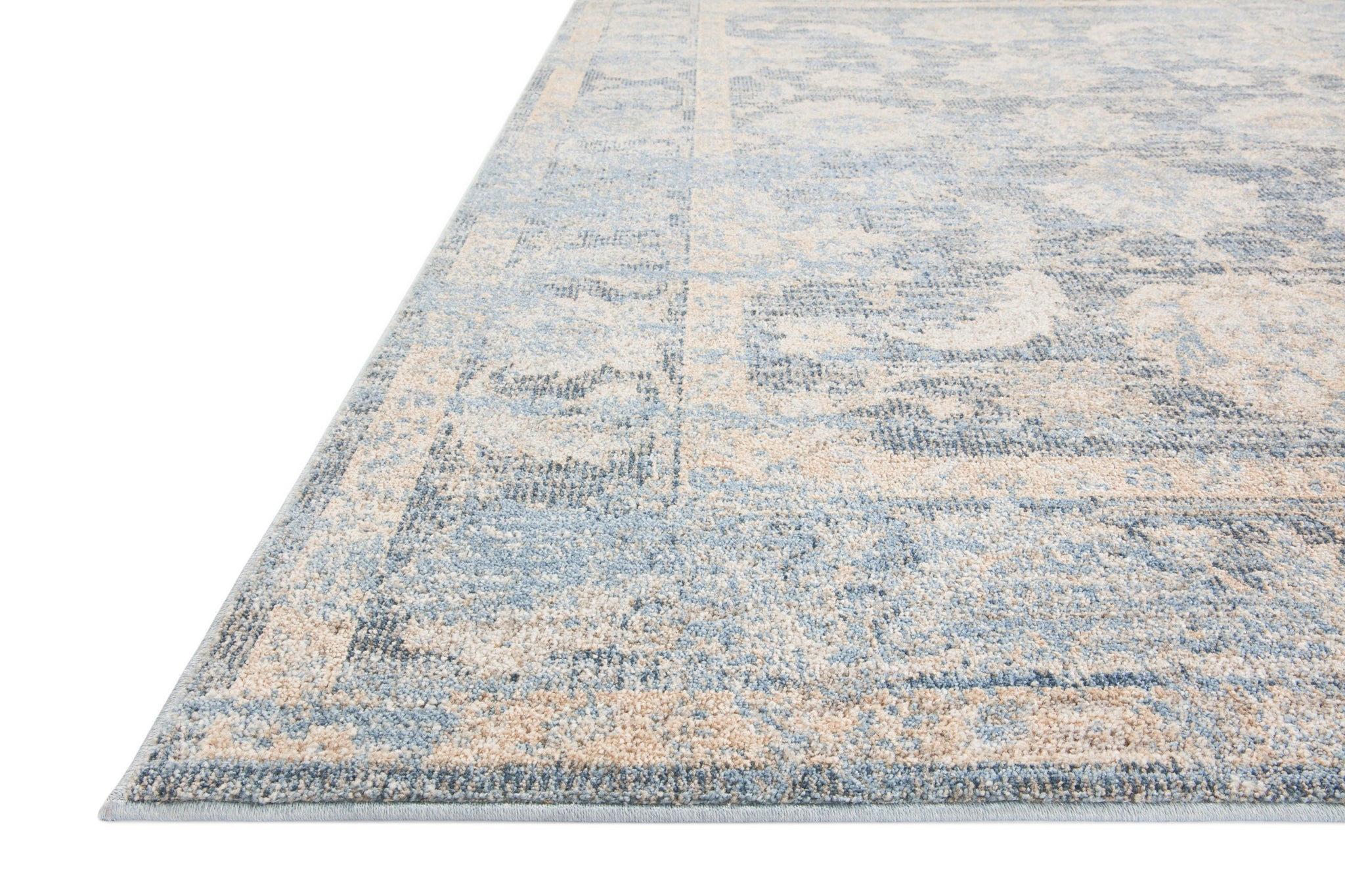 lifestyle view of Odette Sky / Beige luxury Rug