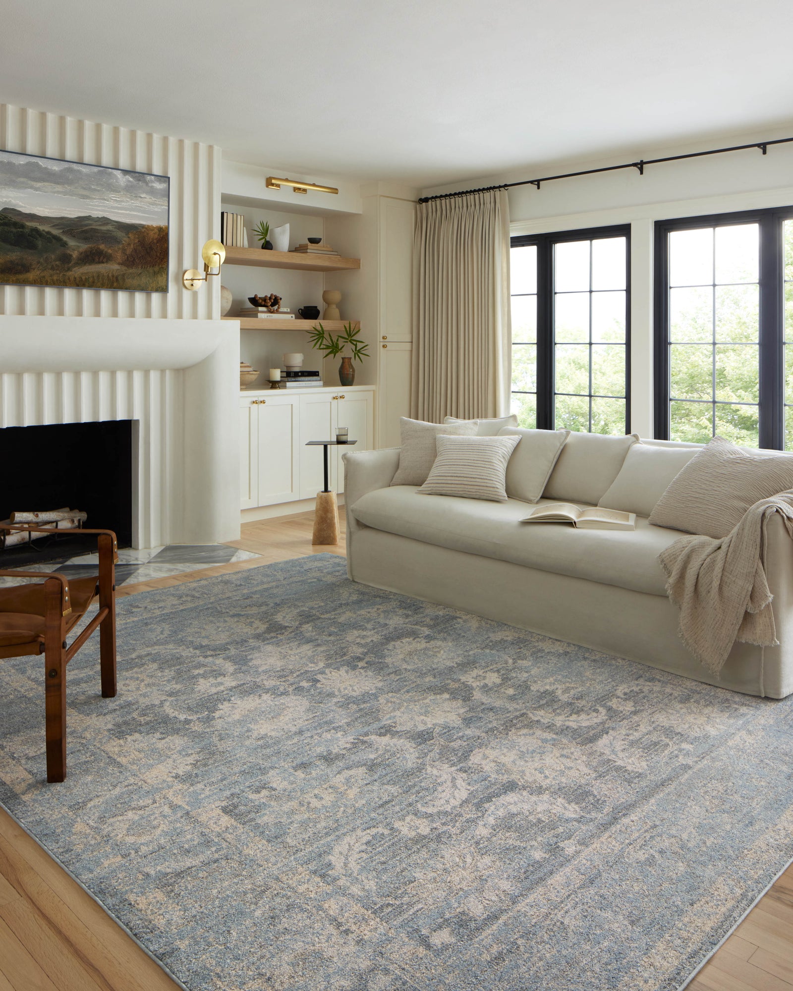 front view of Odette Sky / Beige luxury Rug