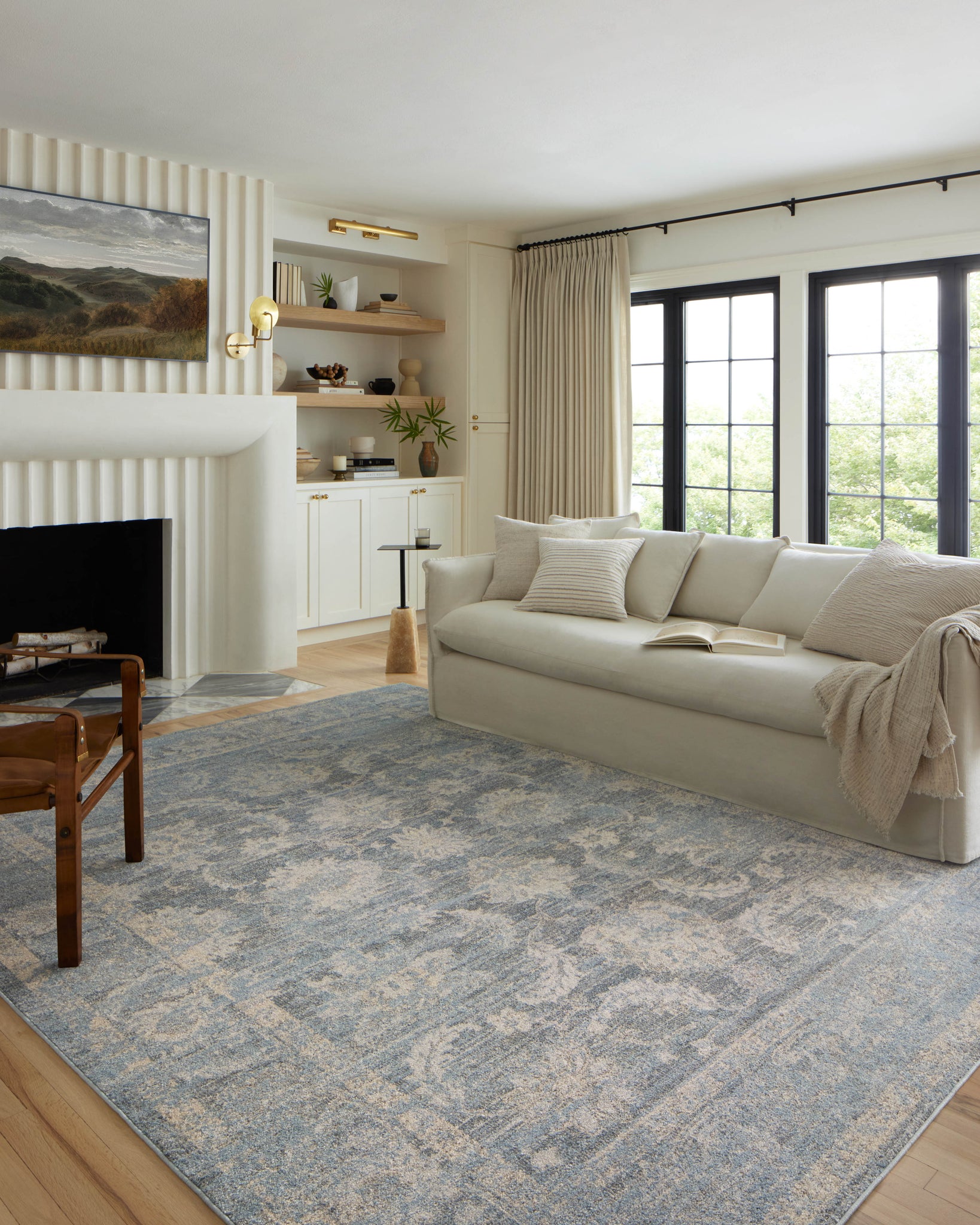 angle view of Odette Sky / Beige luxury Rug
