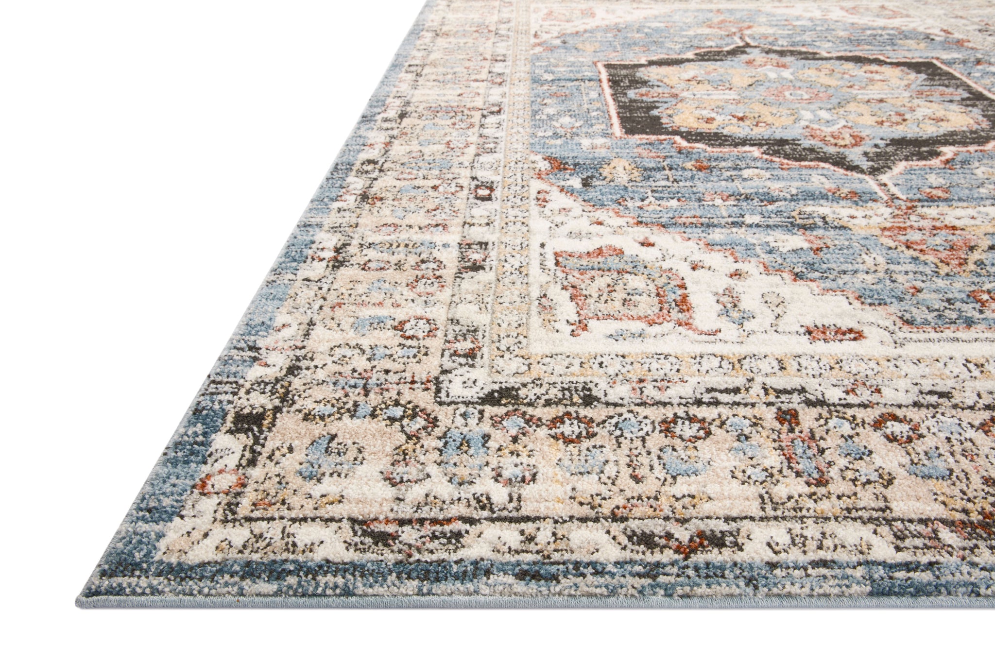 side view of Odette Sky / Multi luxury Rug