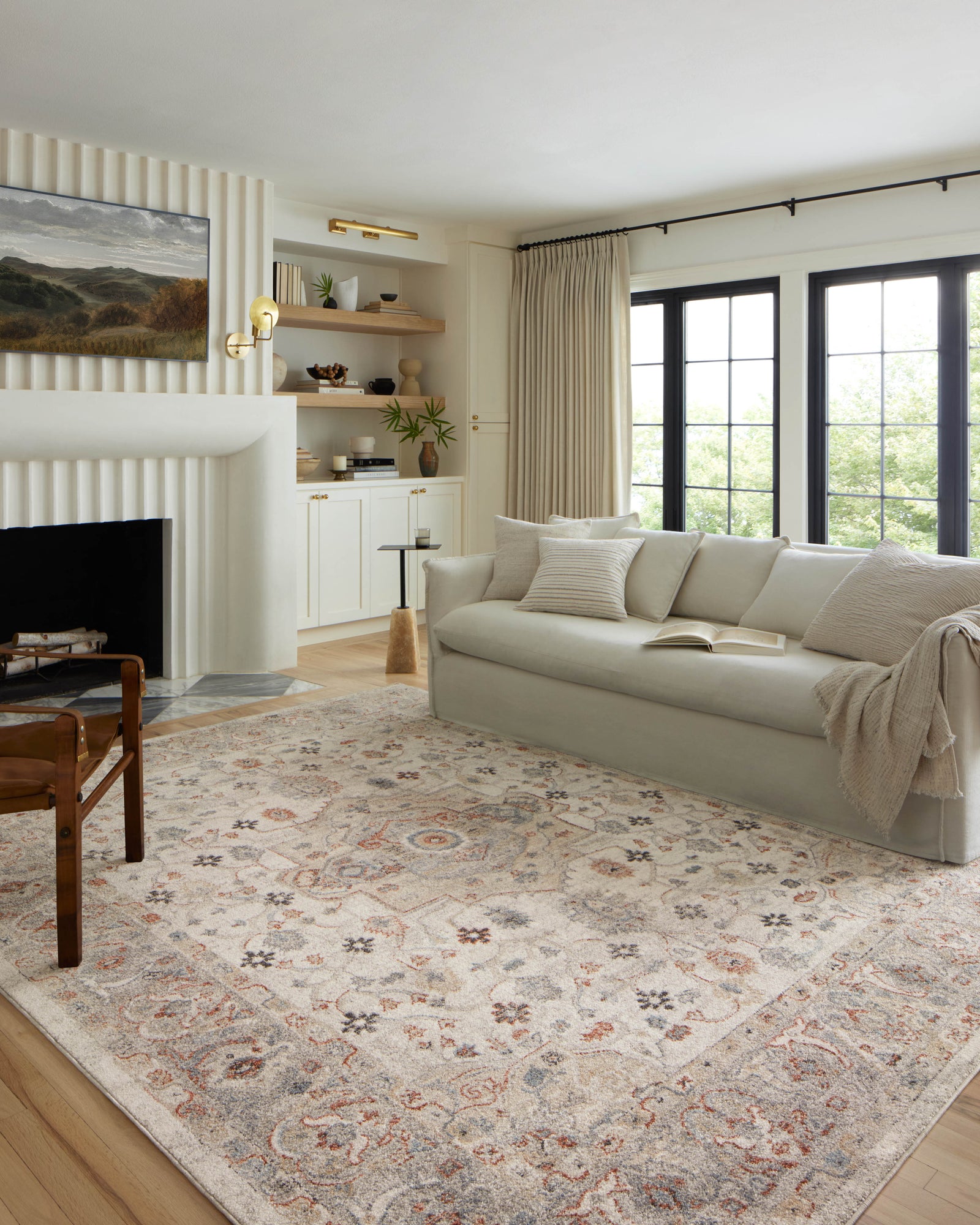 front view of Odette Ivory / Multi luxury Rug