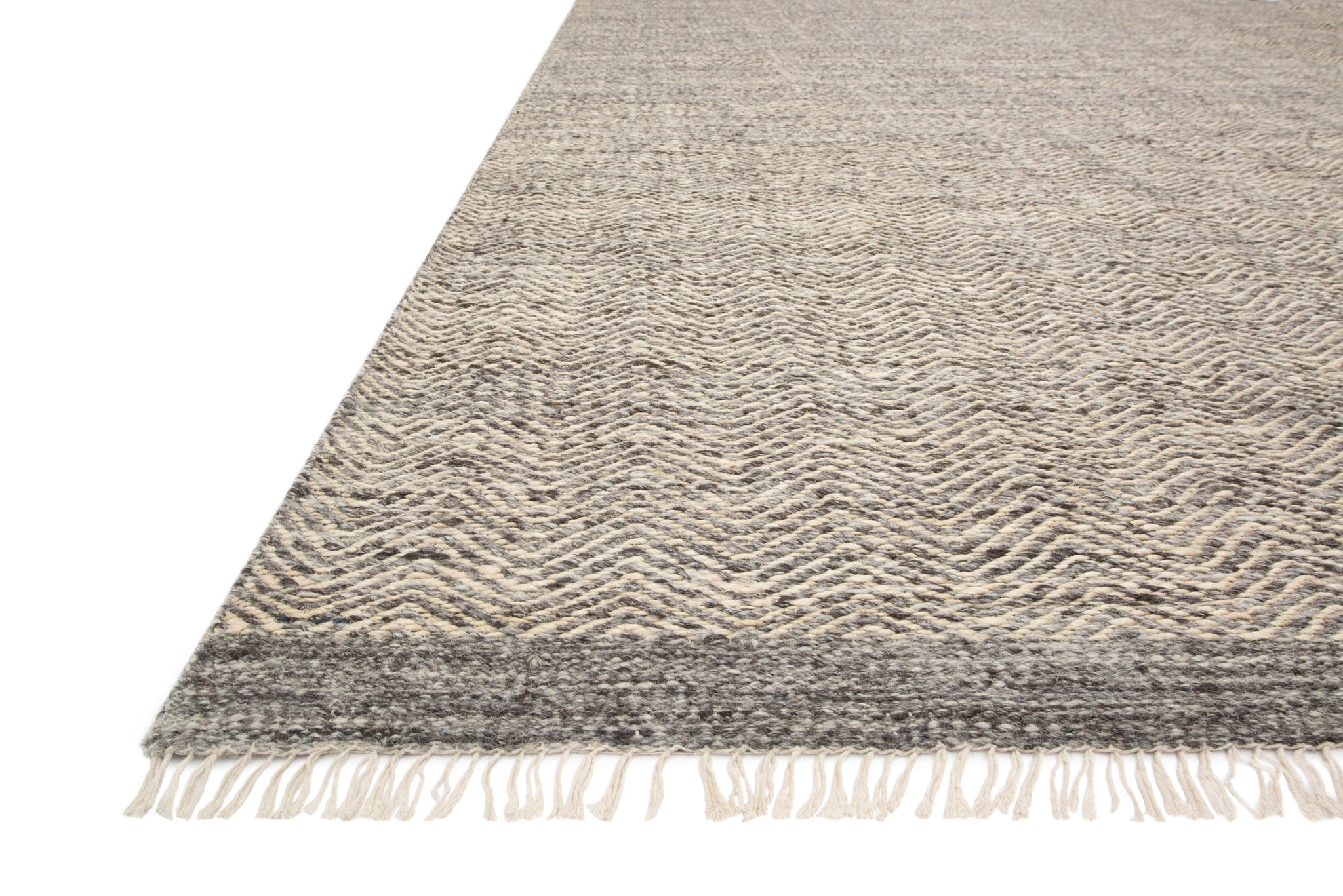 side view of Omen Grey luxury Rug