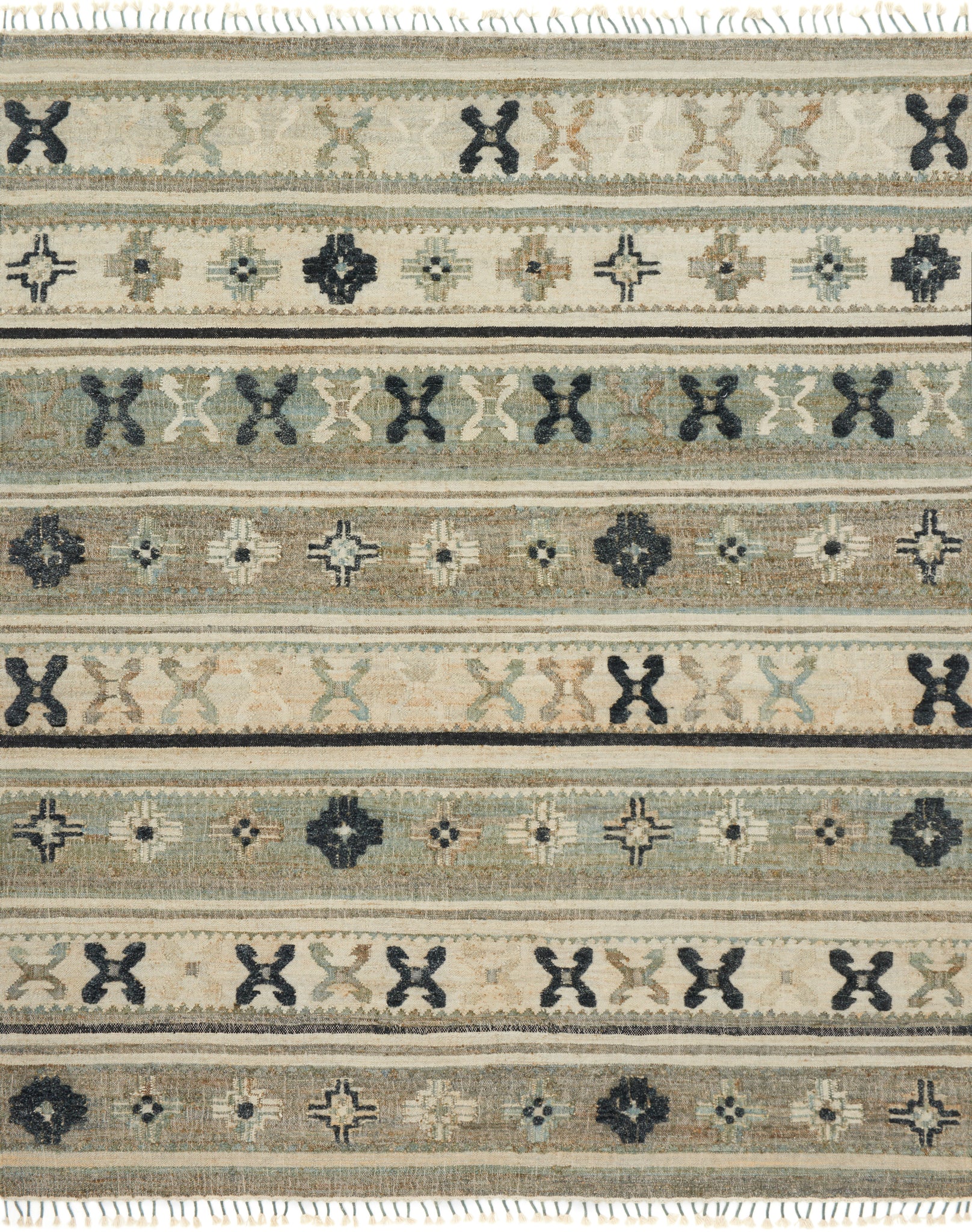 front view of Owen Aqua / Ink luxury Rug