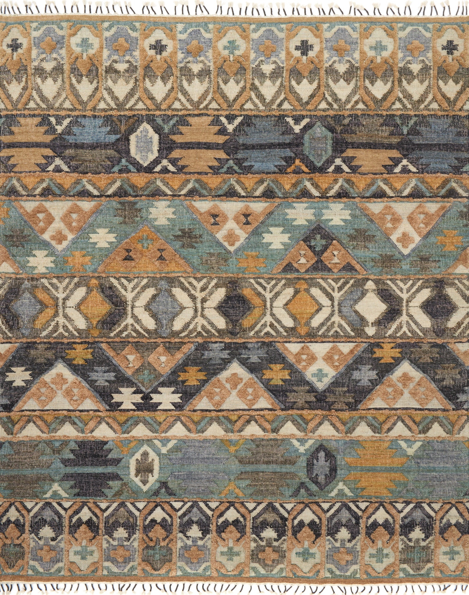 front view of Owen Ocean / Camel luxury Rug