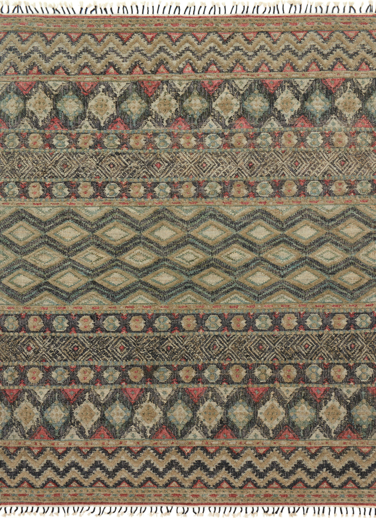 front view of Owen Indigo / Sage luxury Rug