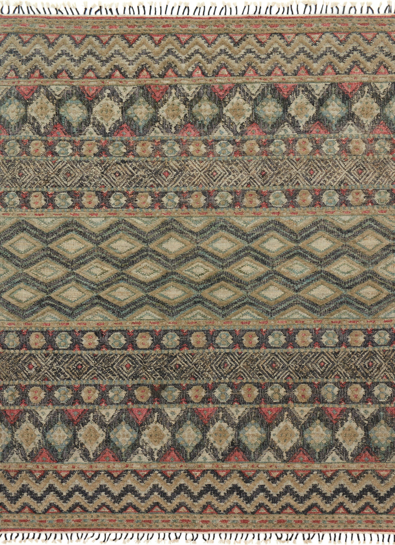 front view of Owen Indigo / Sage luxury Rug