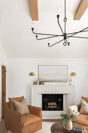 Orson Chandelier 41.5" styled in a formal living room for warm, layered light at Laurie Yapp Home.
