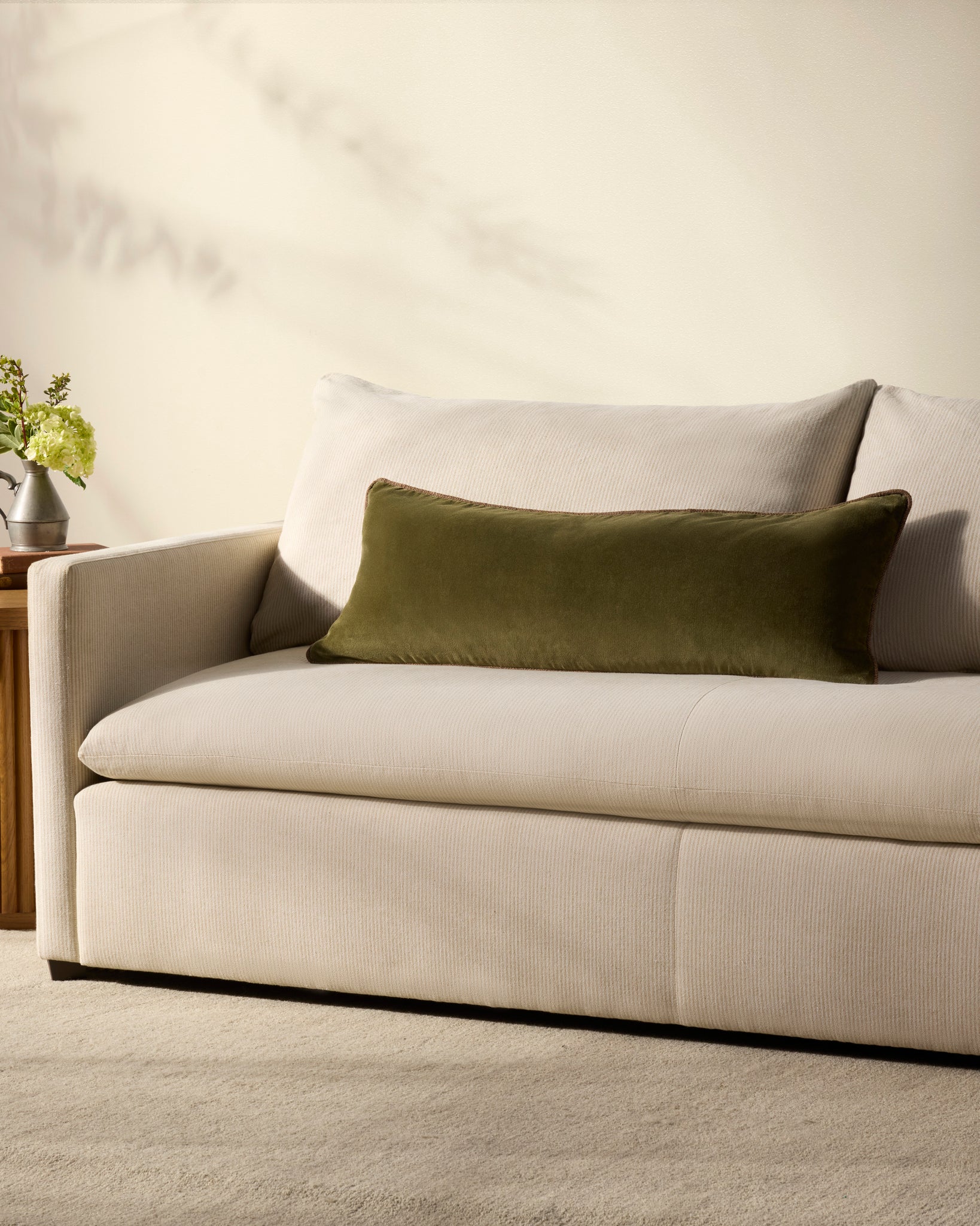 Liza Dark Green Pillow shown from another angle.