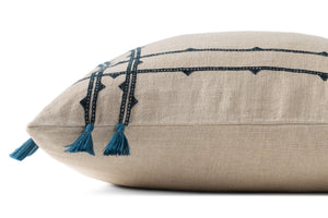 Natural / Blue Pillow - Rug Corner (H)