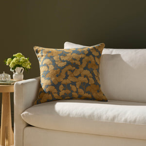 Fawn Blue / Gold Pillow - Roomscene #2 (H)