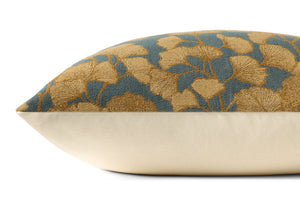 Fawn Blue / Gold Pillow - Organic Detail (H)