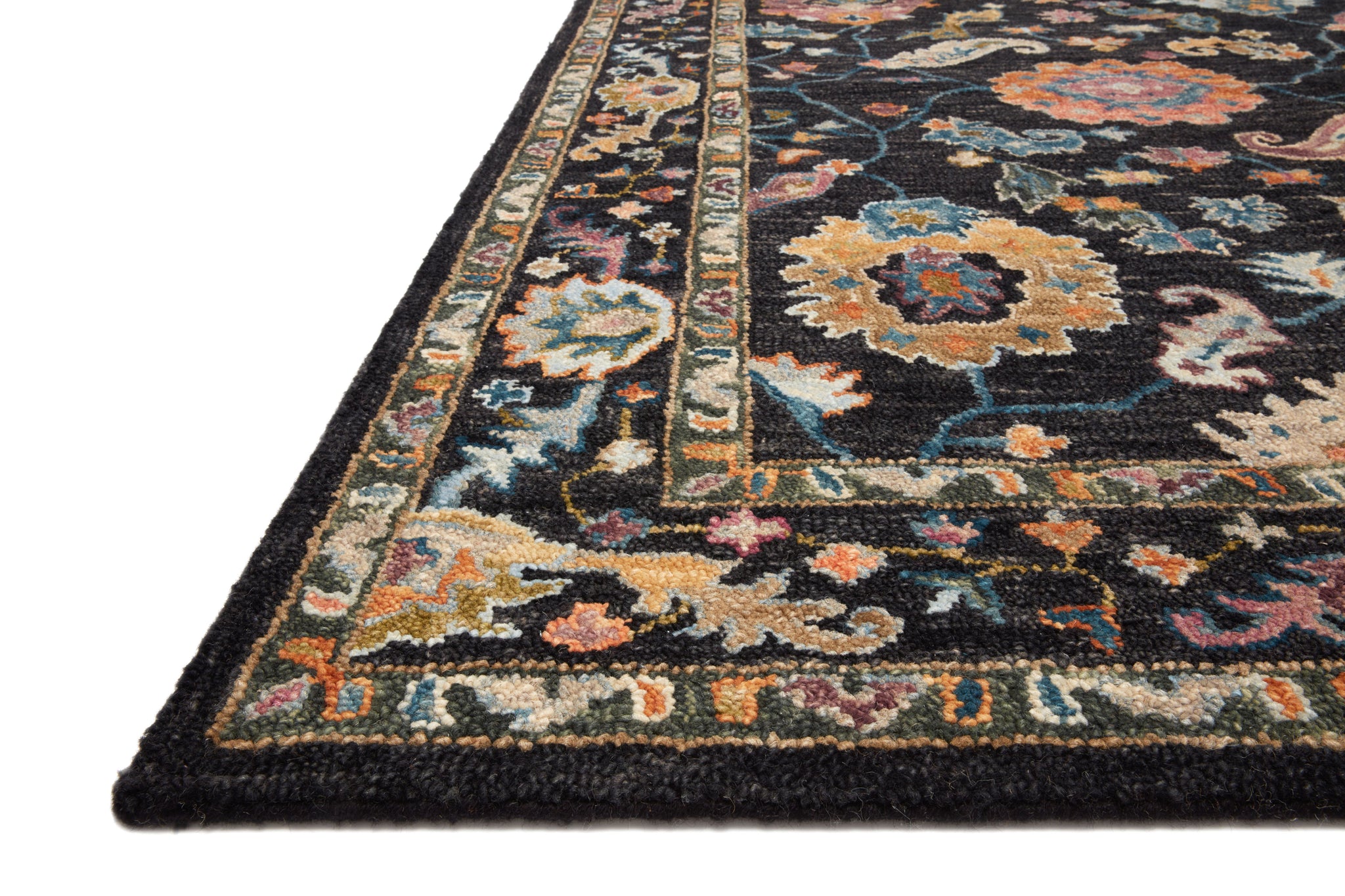 angle view of Padma Black / Multi luxury Rug