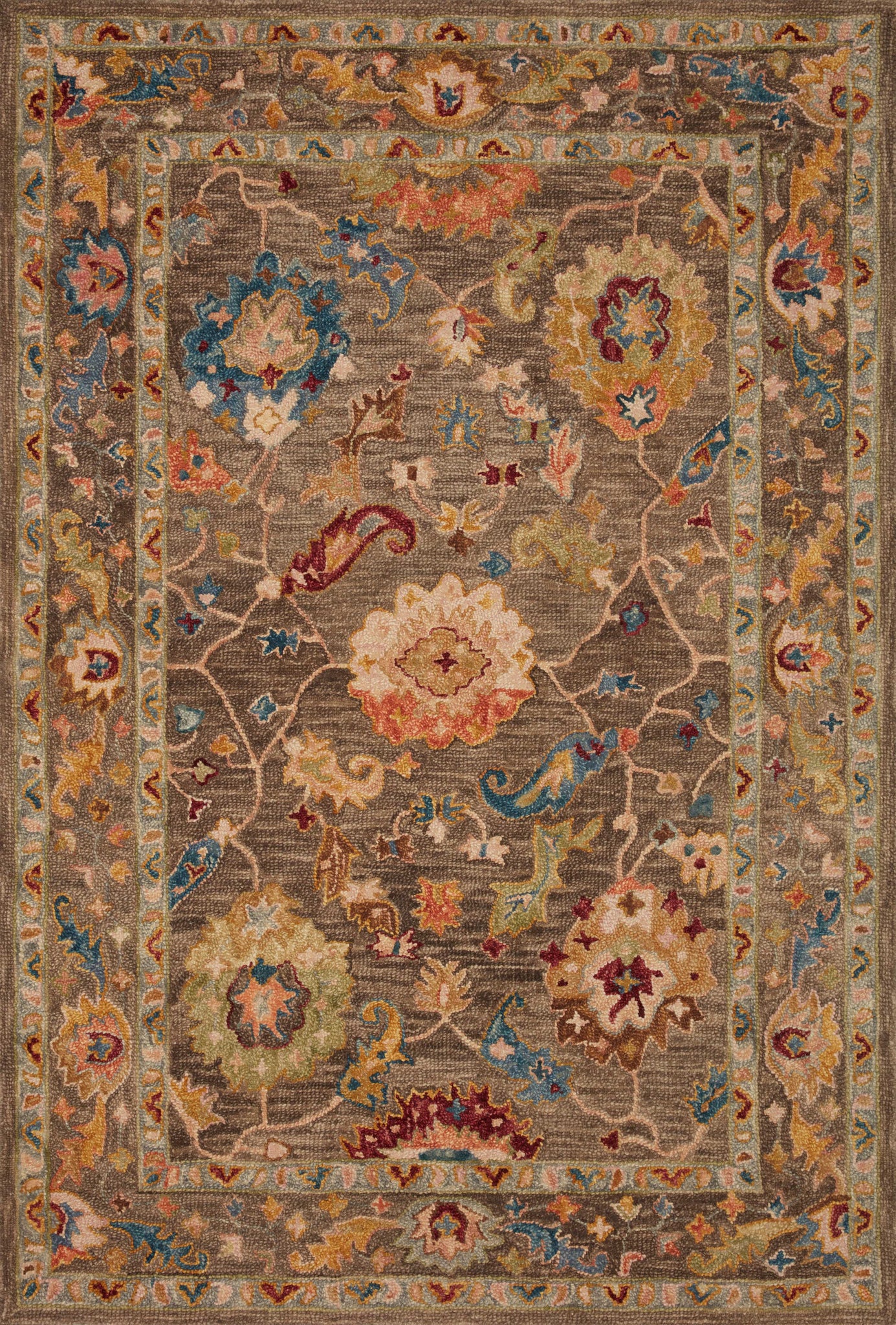 side view of Padma Charcoal / Multi luxury Rug