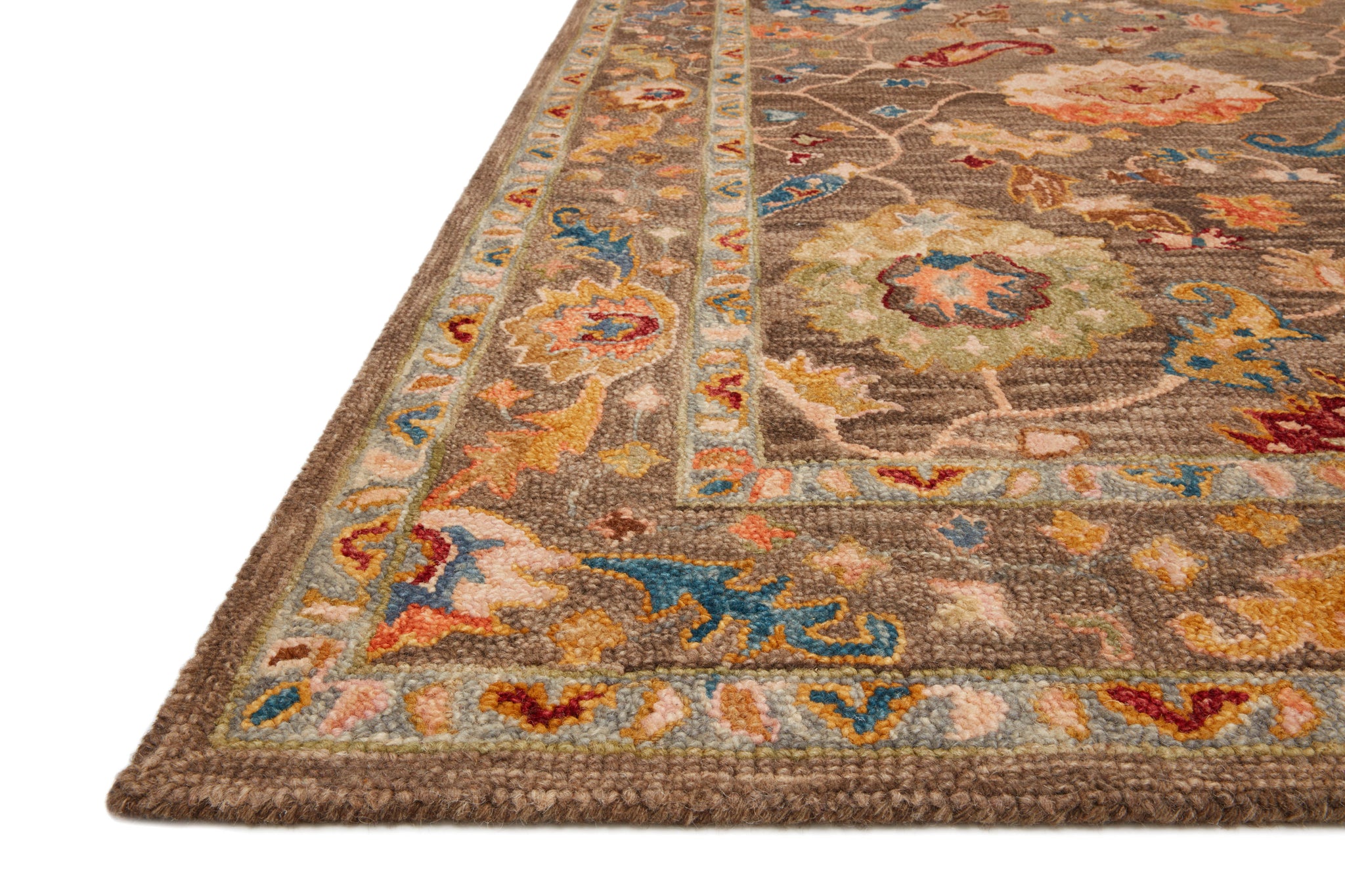 angle view of Padma Charcoal / Multi luxury Rug