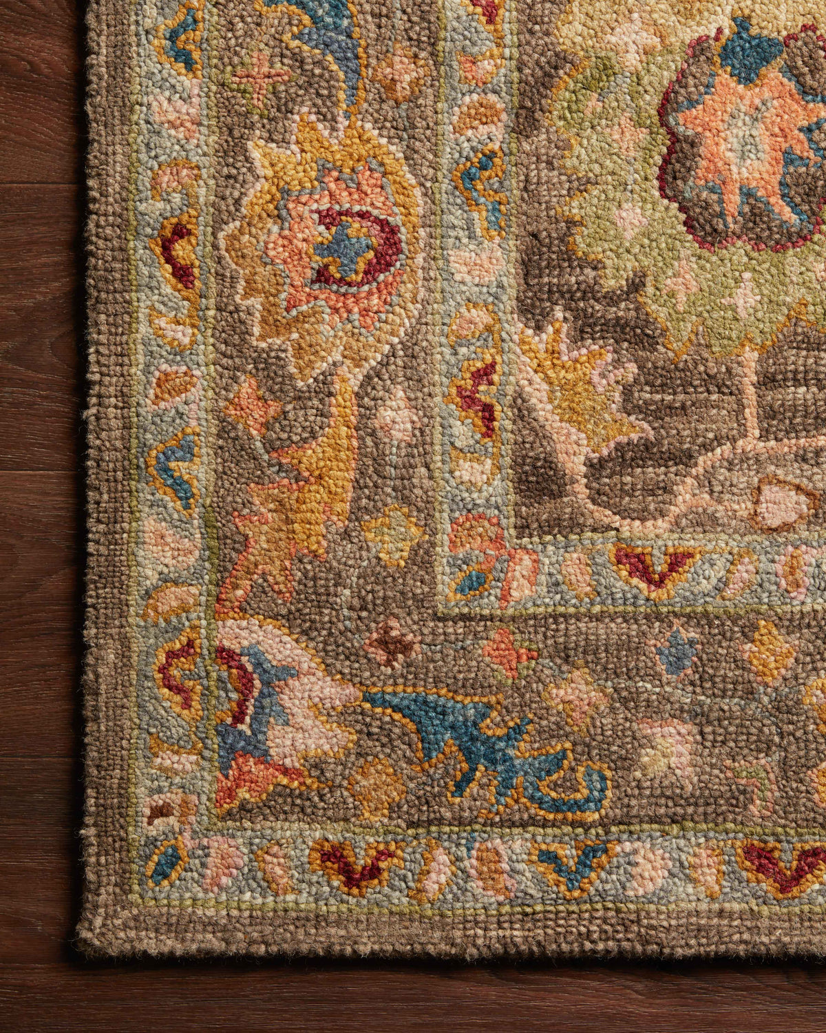 front view of Padma Charcoal / Multi luxury Rug