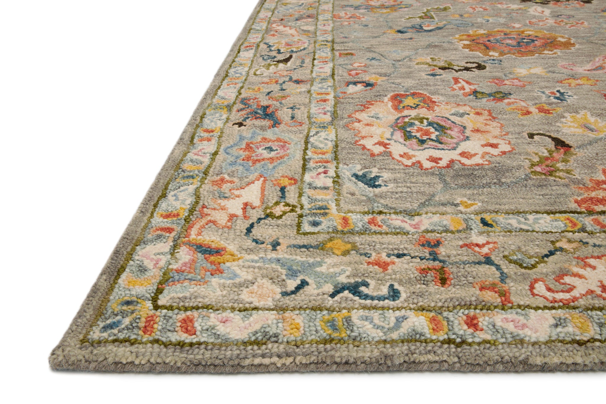 angle view of Padma Grey / Multi luxury Rug