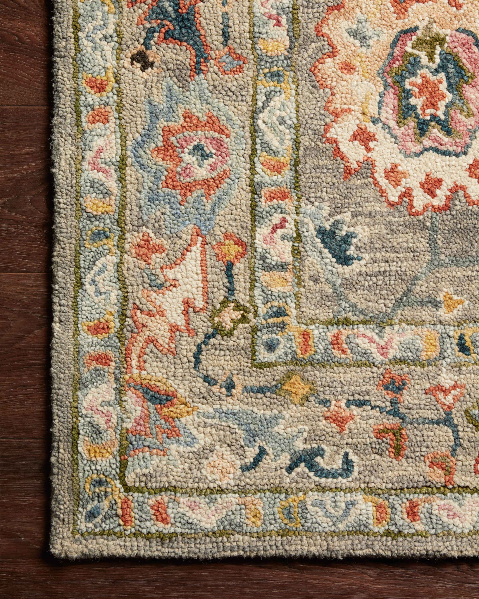 side view of Padma Grey / Multi luxury Rug