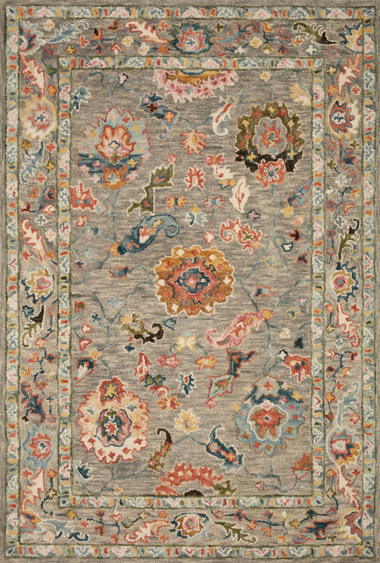 front view of Padma Grey / Multi luxury Rug