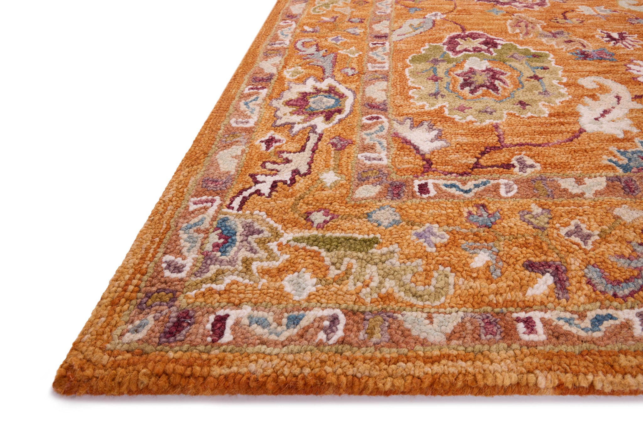 angle view of Padma Orange / Multi luxury Rug