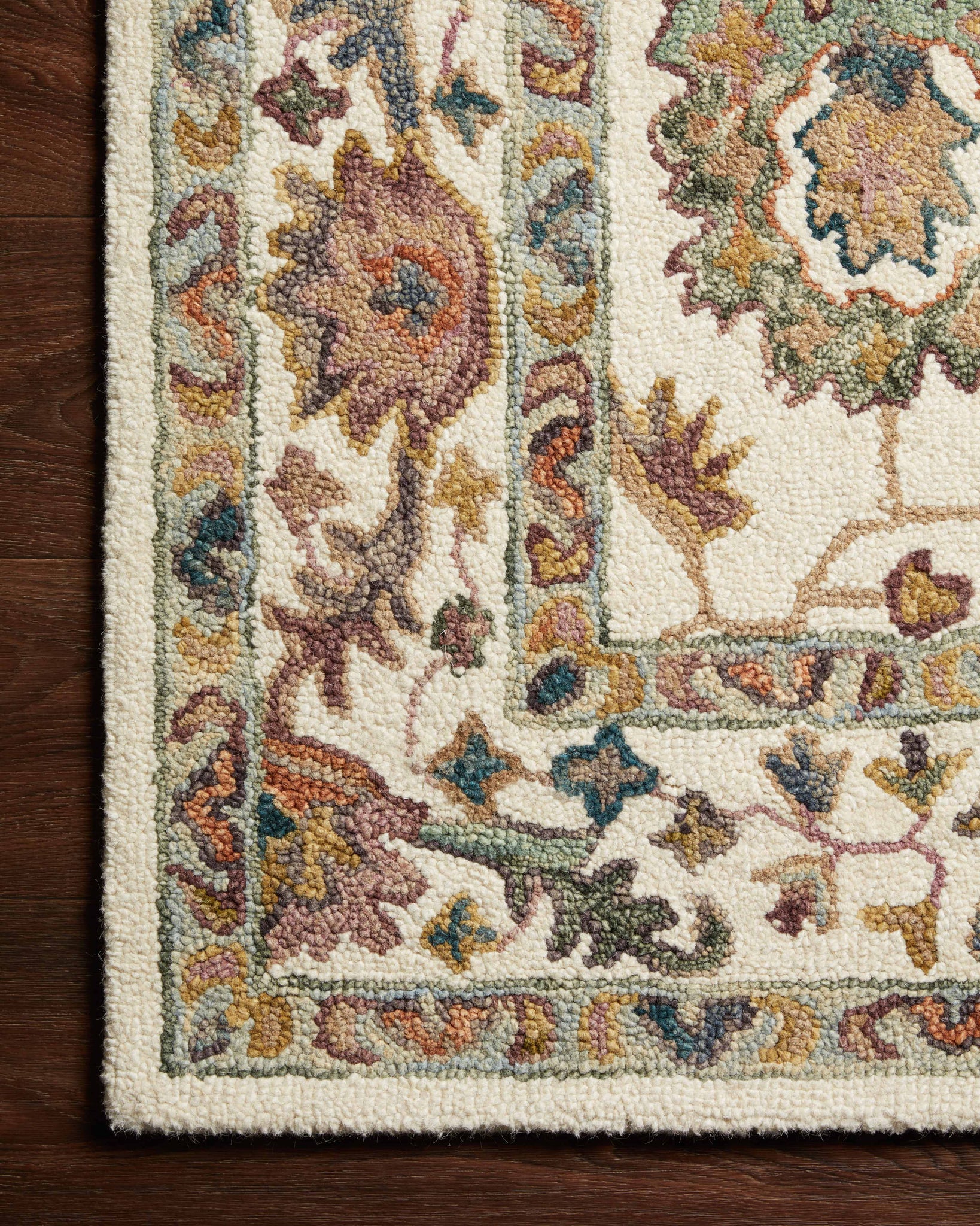 side view of Padma White / Multi luxury Rug