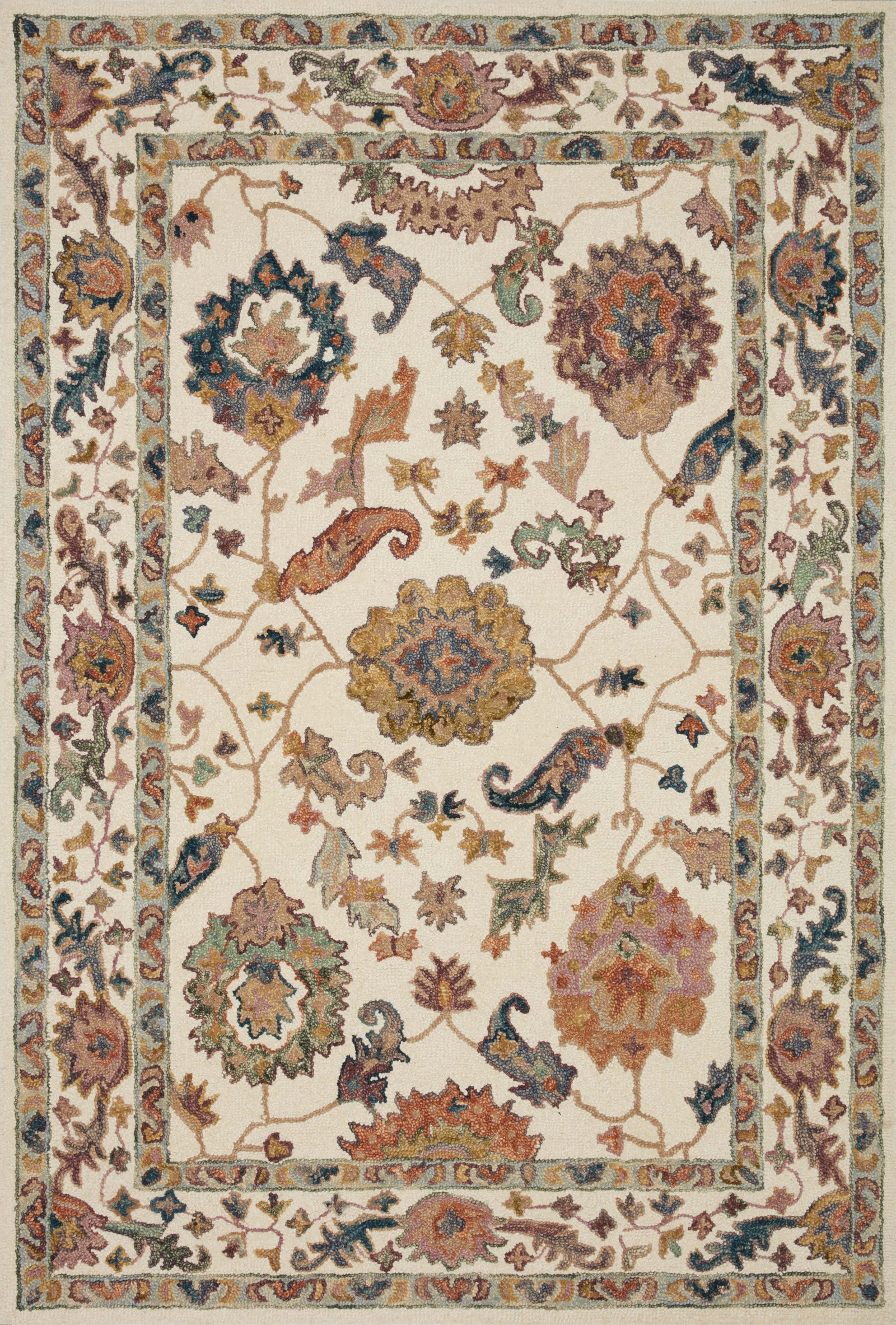 front view of Padma White / Multi luxury Rug