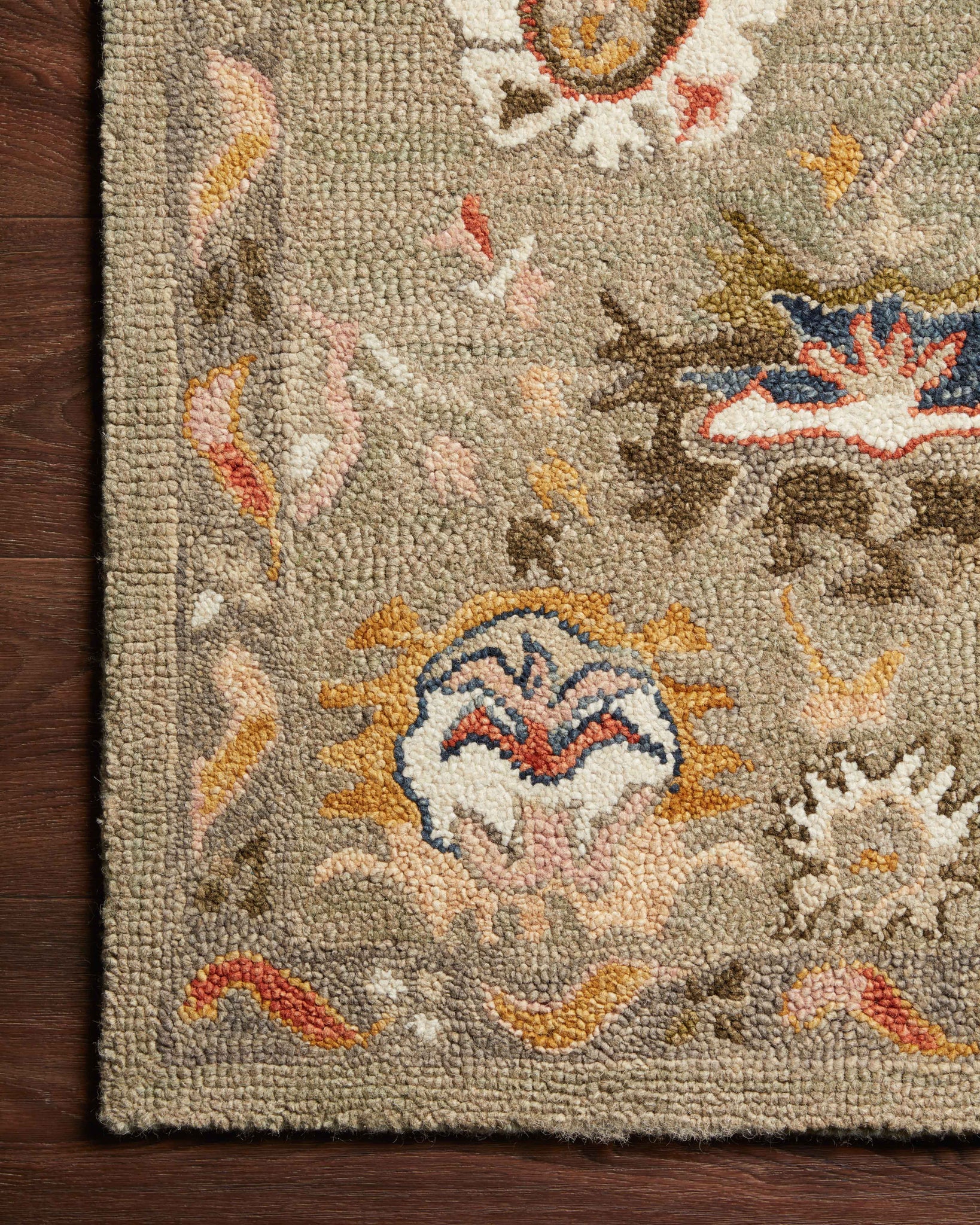 side view of Padma Grey / Multi luxury Rug