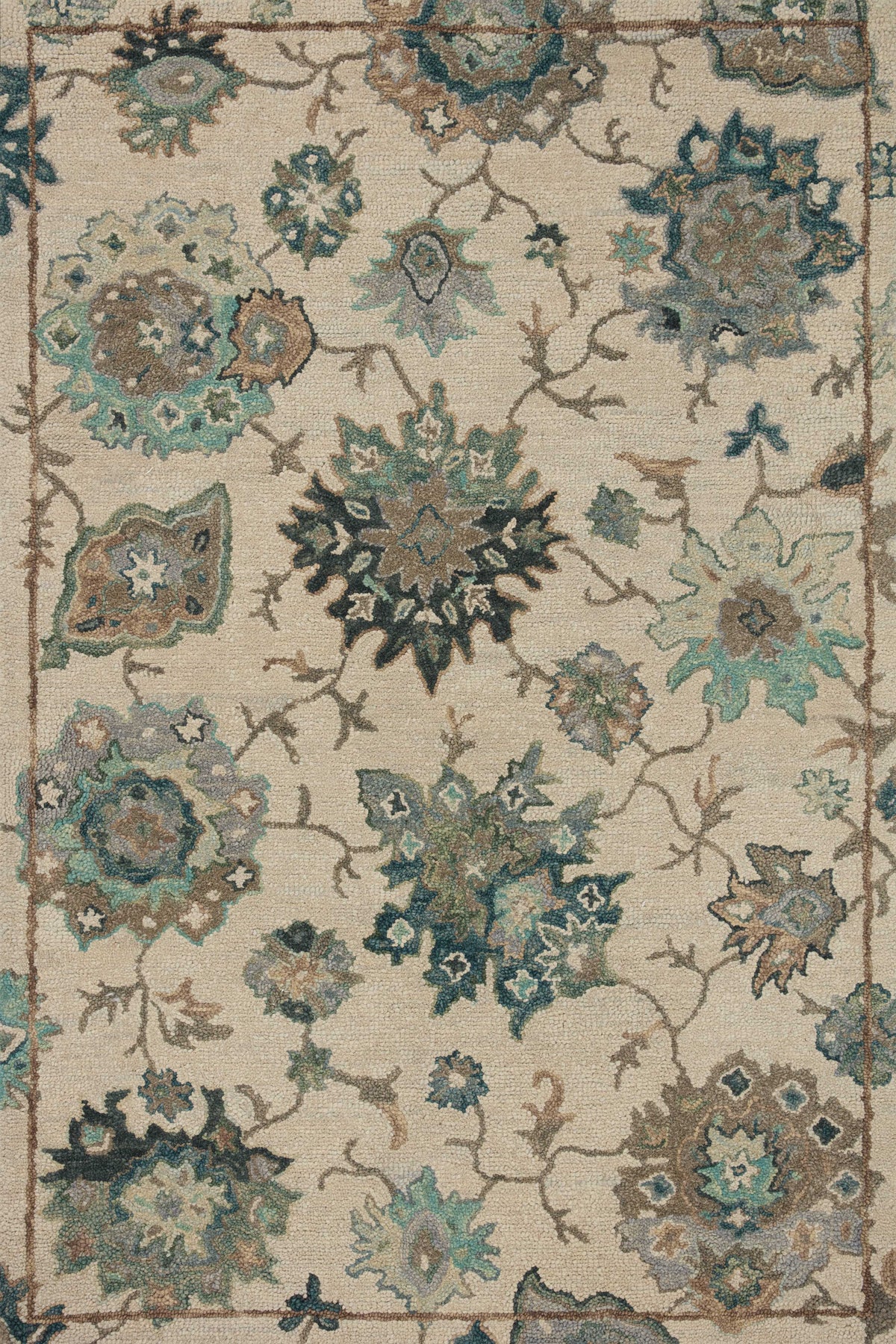 front view of Padma Ivory / Blue luxury Rug