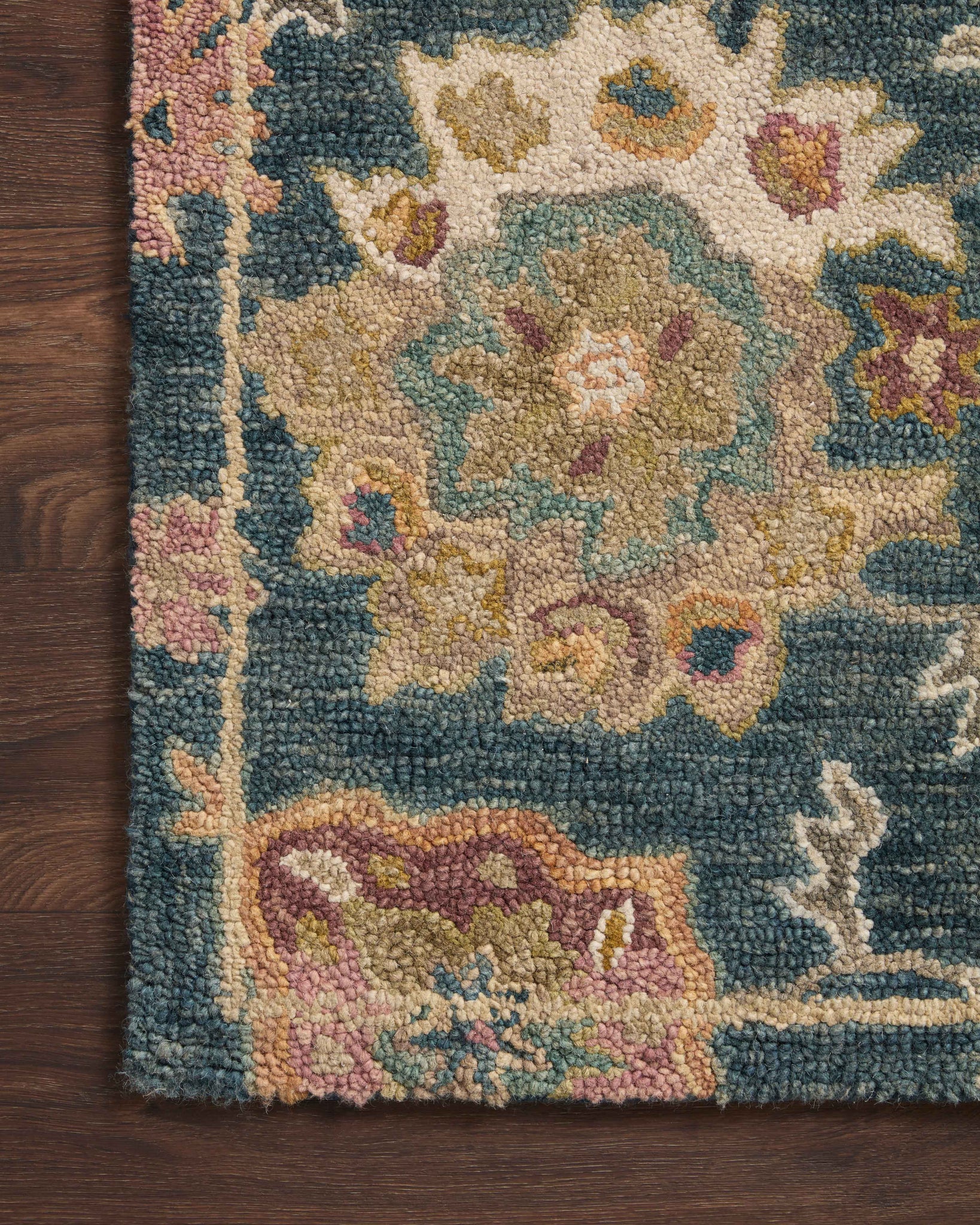 side view of Padma Navy / Multi luxury Rug
