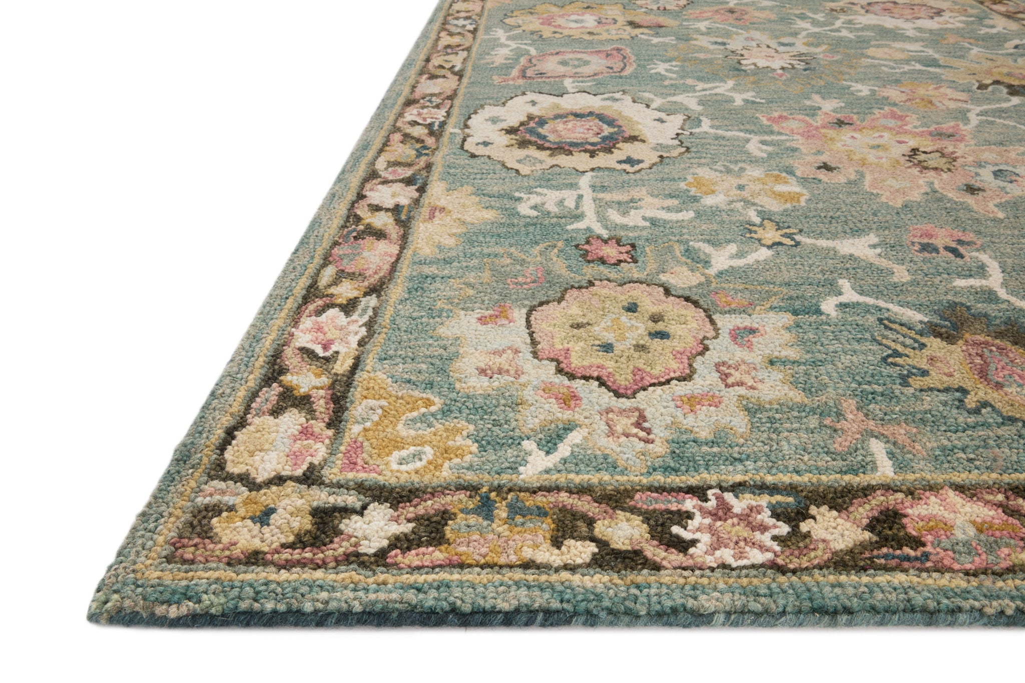 angle view of Padma Teal / Multi luxury Rug