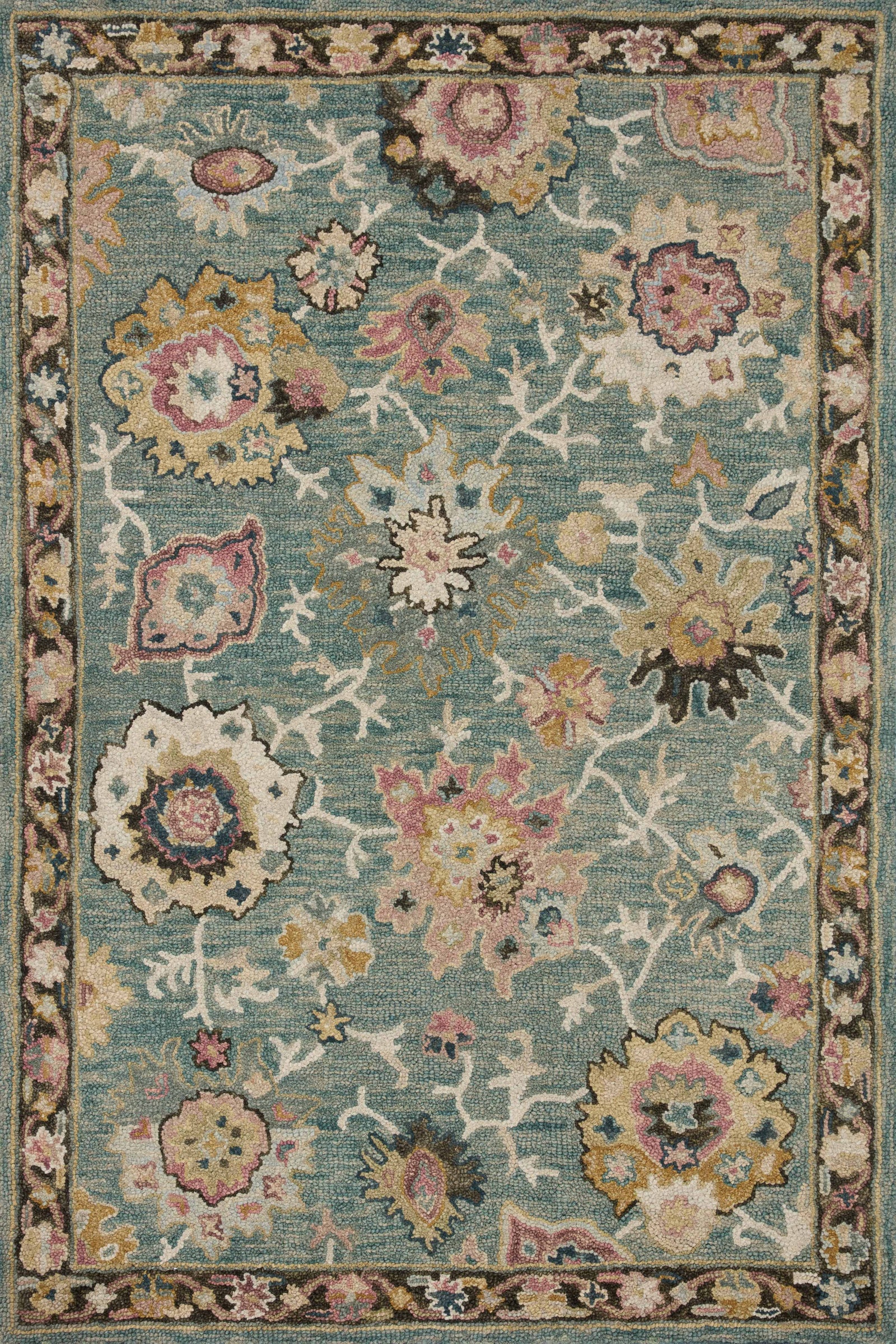 front view of Padma Teal / Multi luxury Rug