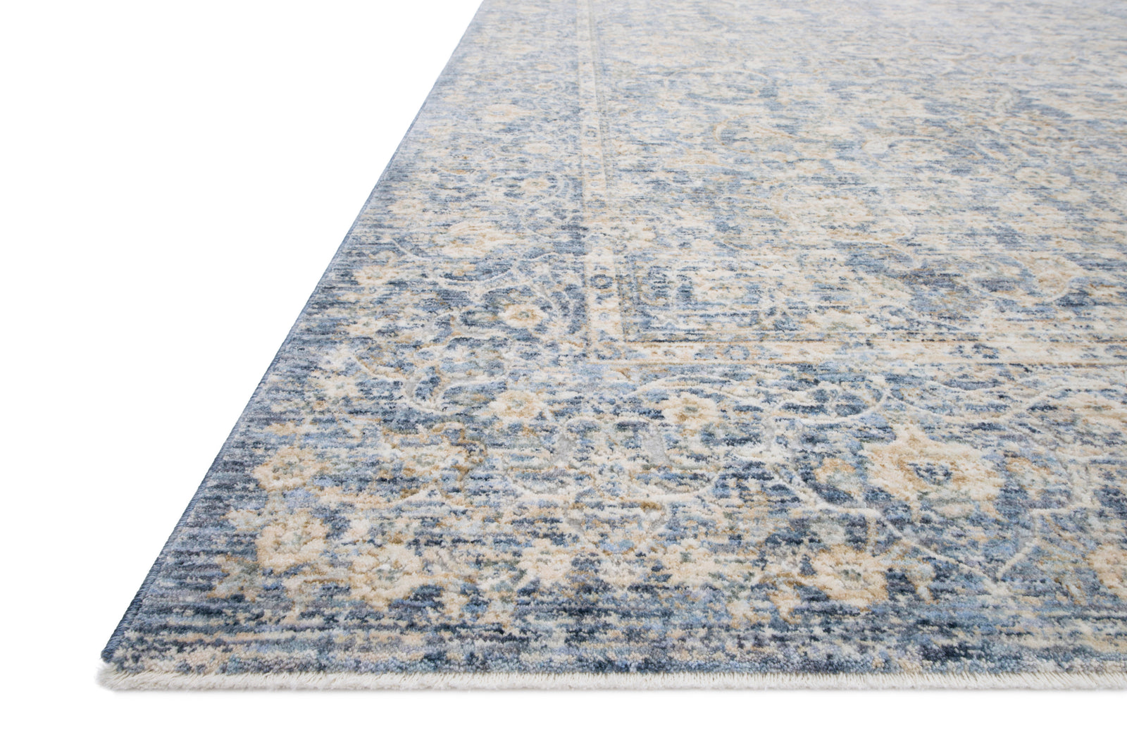 front view of Pandora Blue / Gold luxury Rug