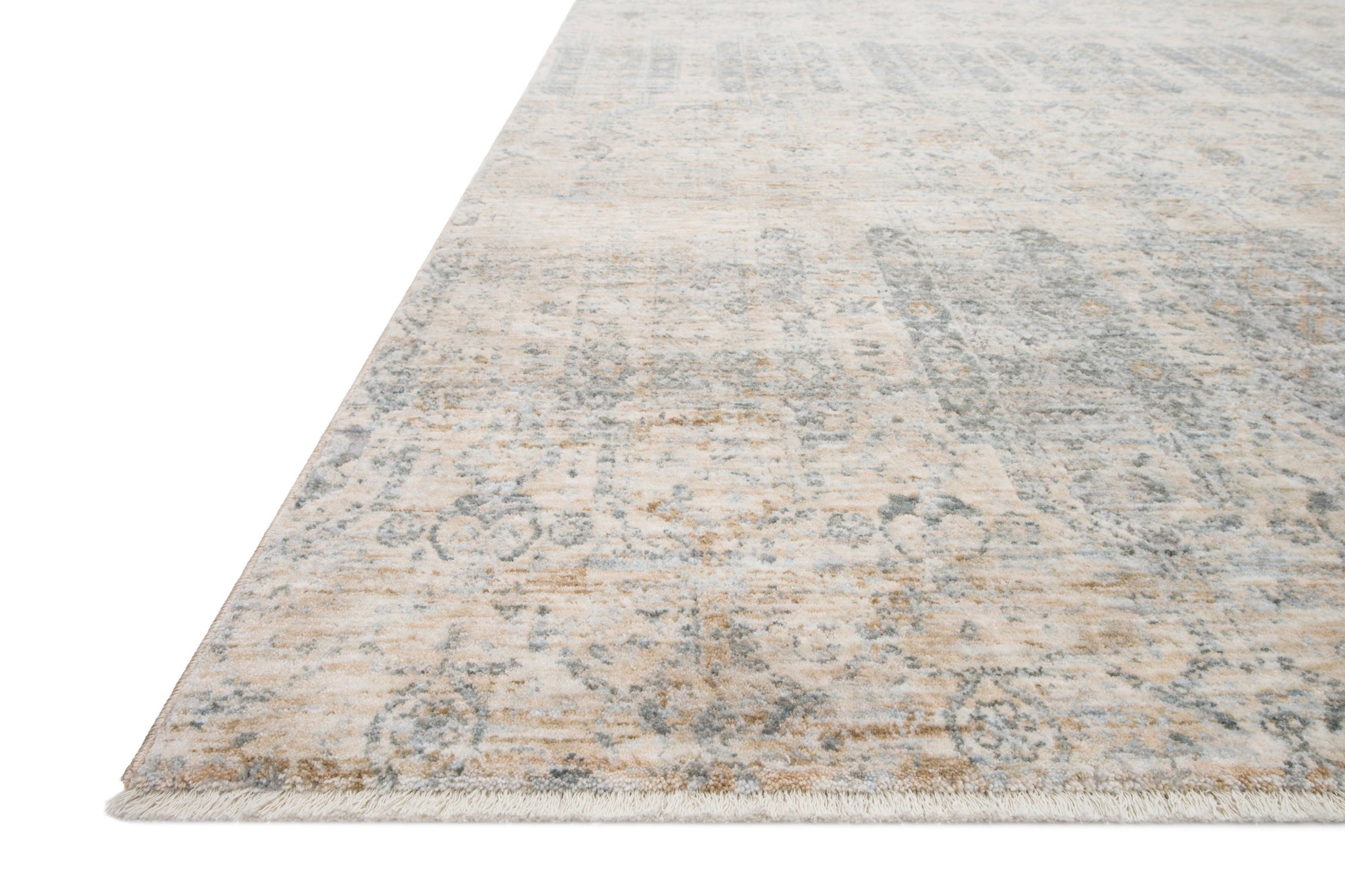 angle view of Pandora Ivory / Mist luxury Rug