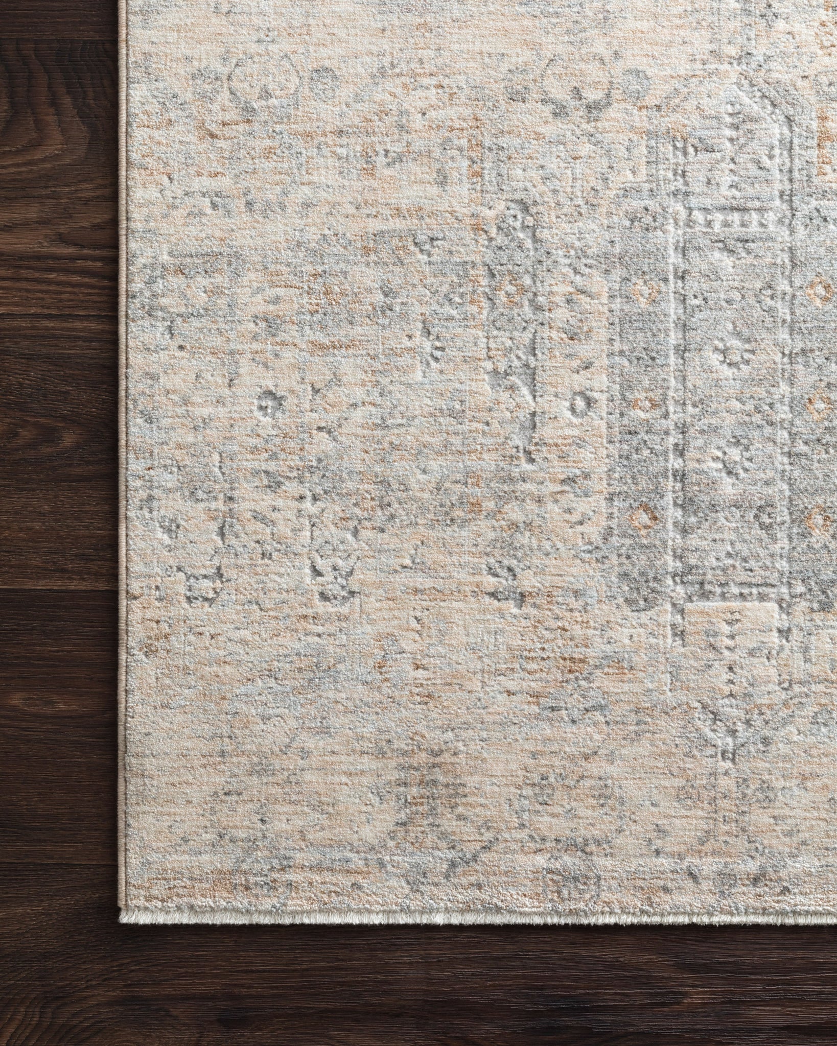 detail view of Pandora Ivory / Mist luxury Rug