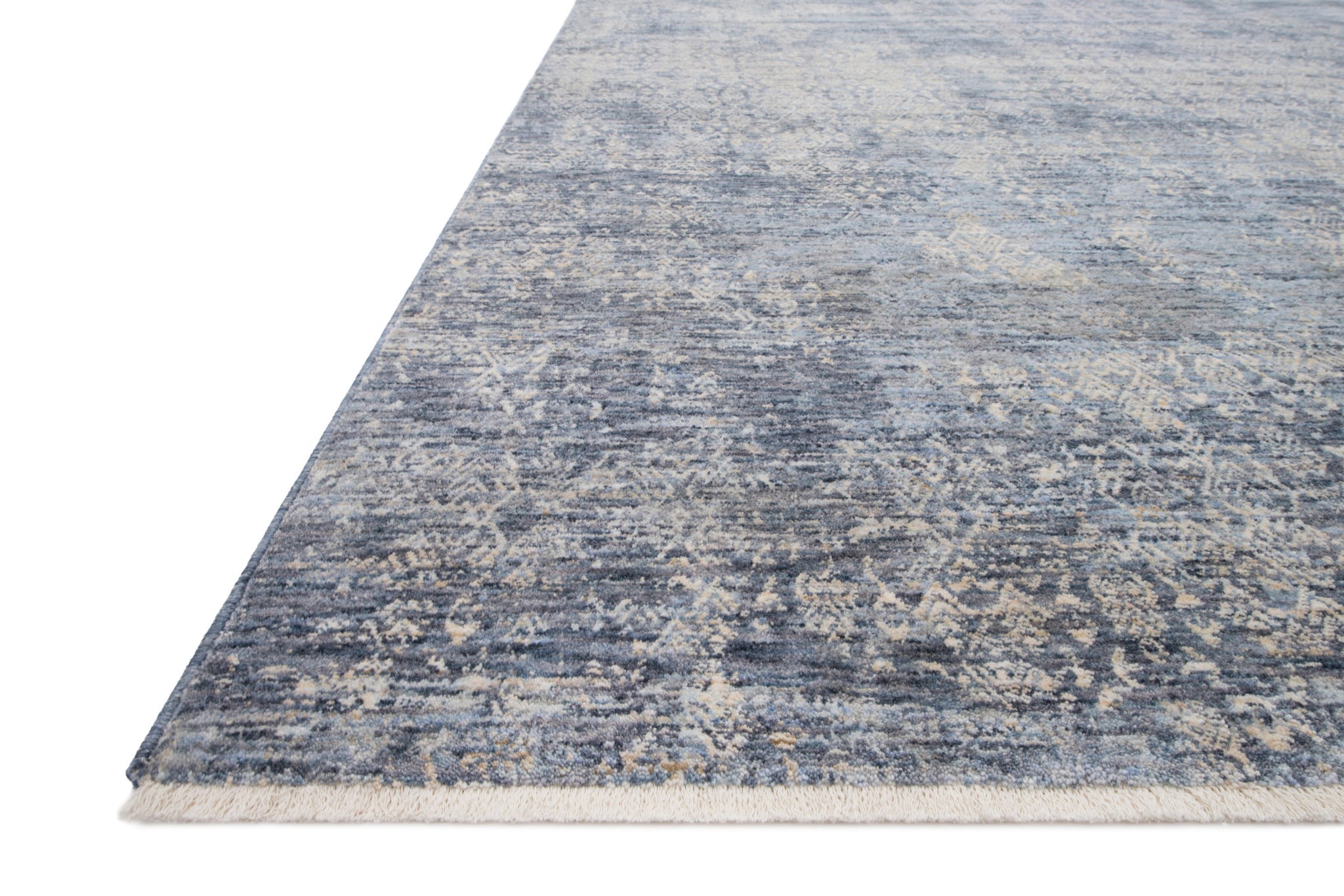 angle view of Pandora Dark Blue luxury Rug
