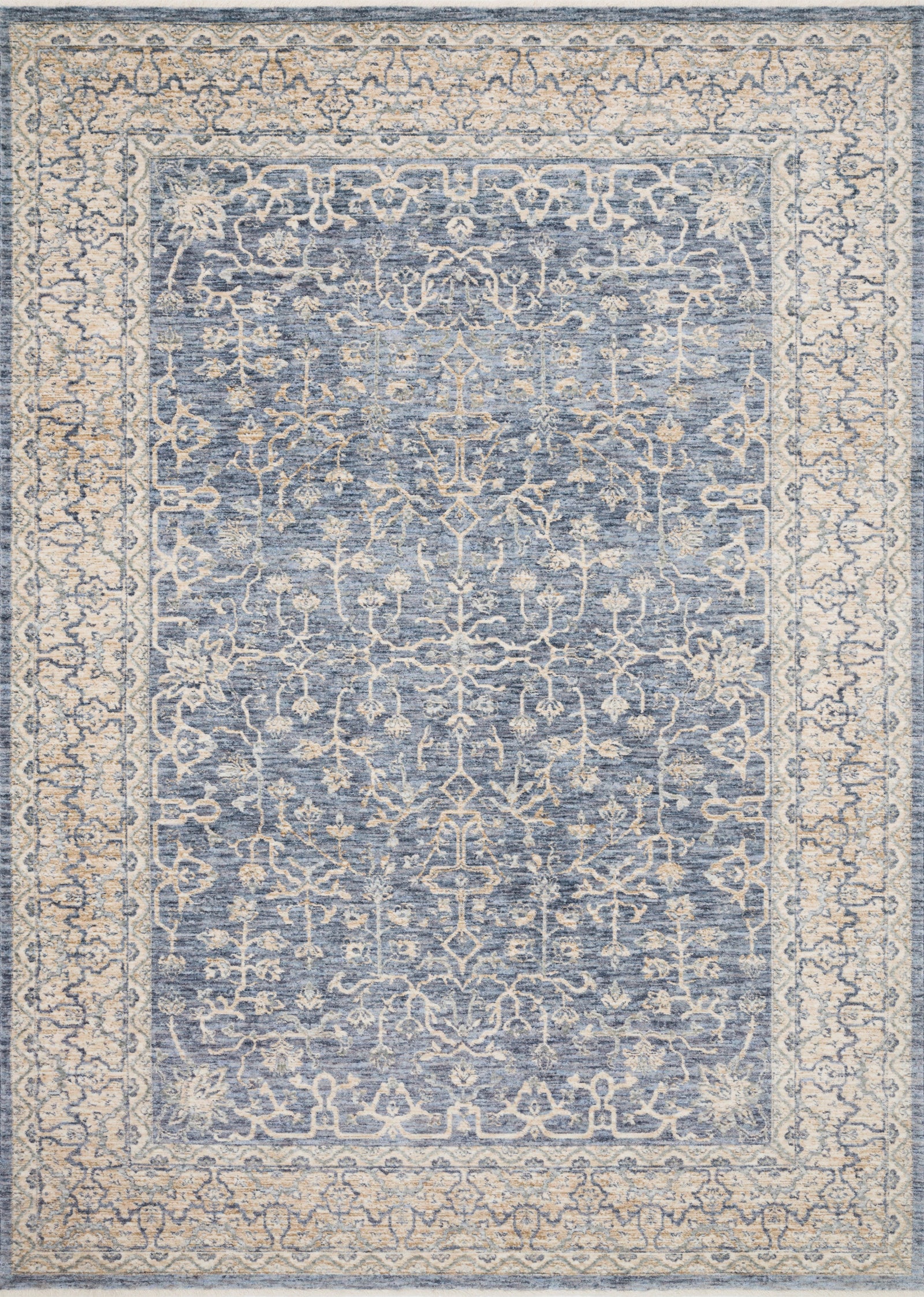 front view of Pandora Dark Blue / Ivory luxury Rug